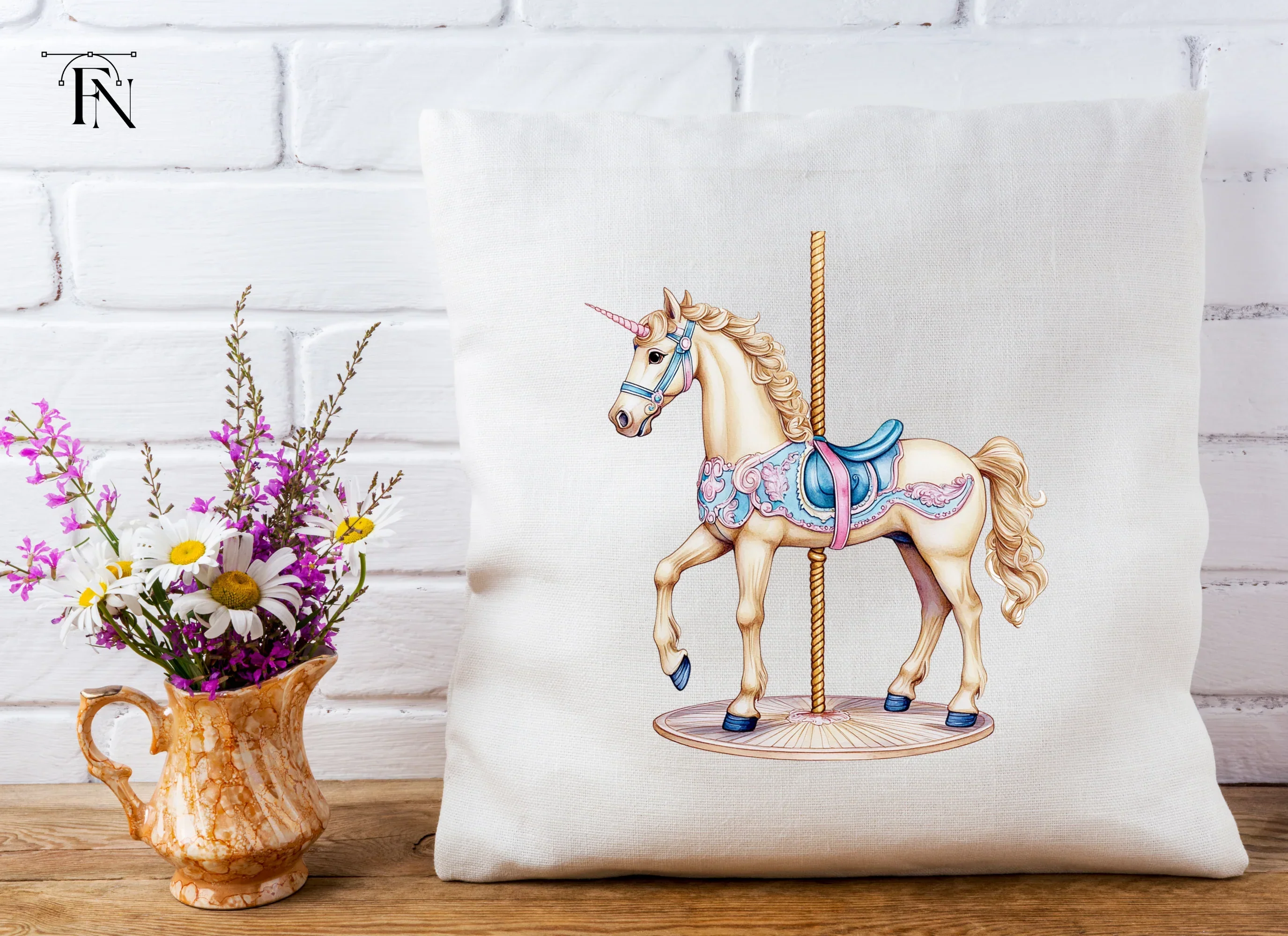 Unicorn Horse Carousel Clipart Bundle - Image 3