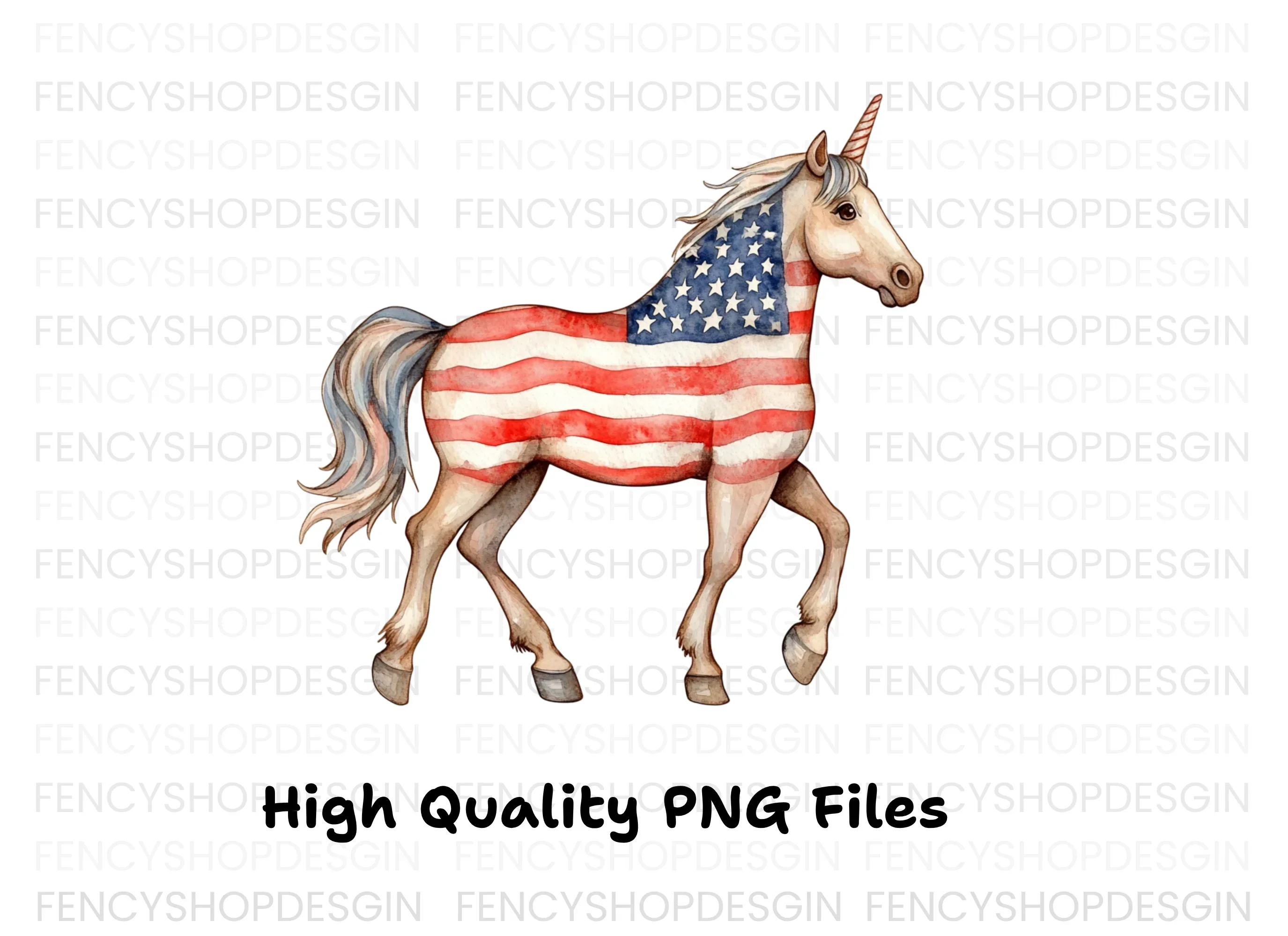 Unicorn with American Flag Clipart Bundle - Image 3