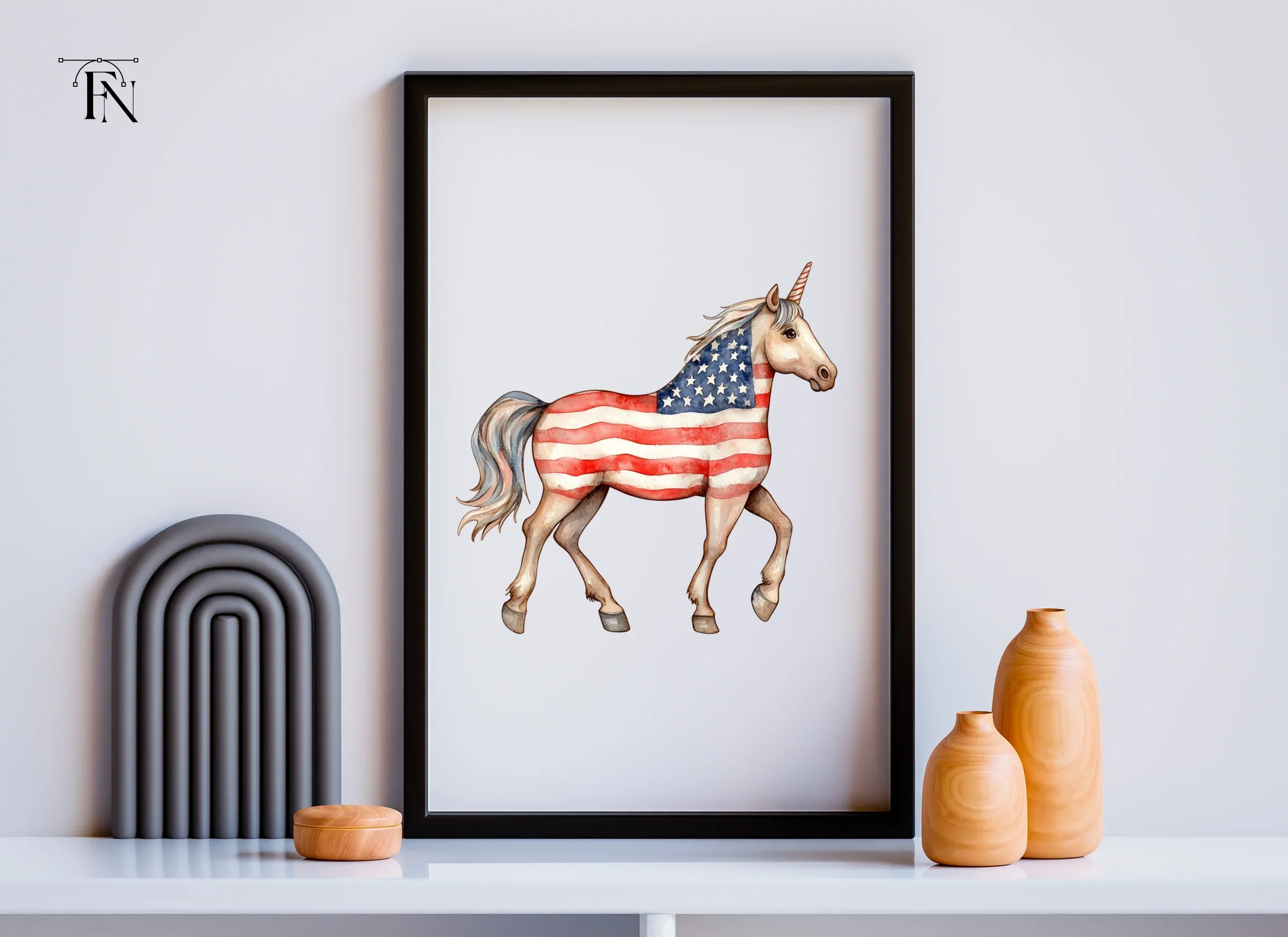 Unicorn with American Flag Clipart Bundle - Image 6
