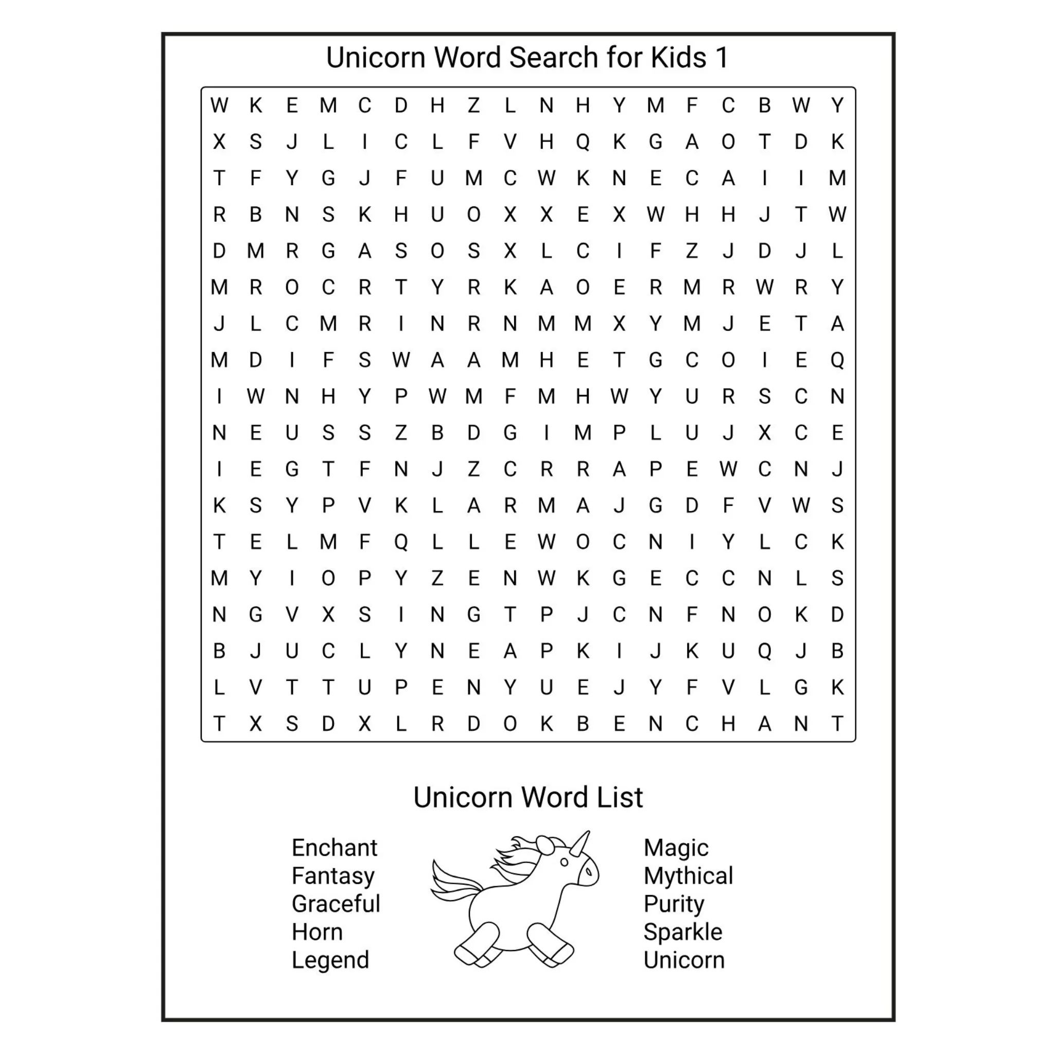 Unicorn Word Search for Kids - Image 2