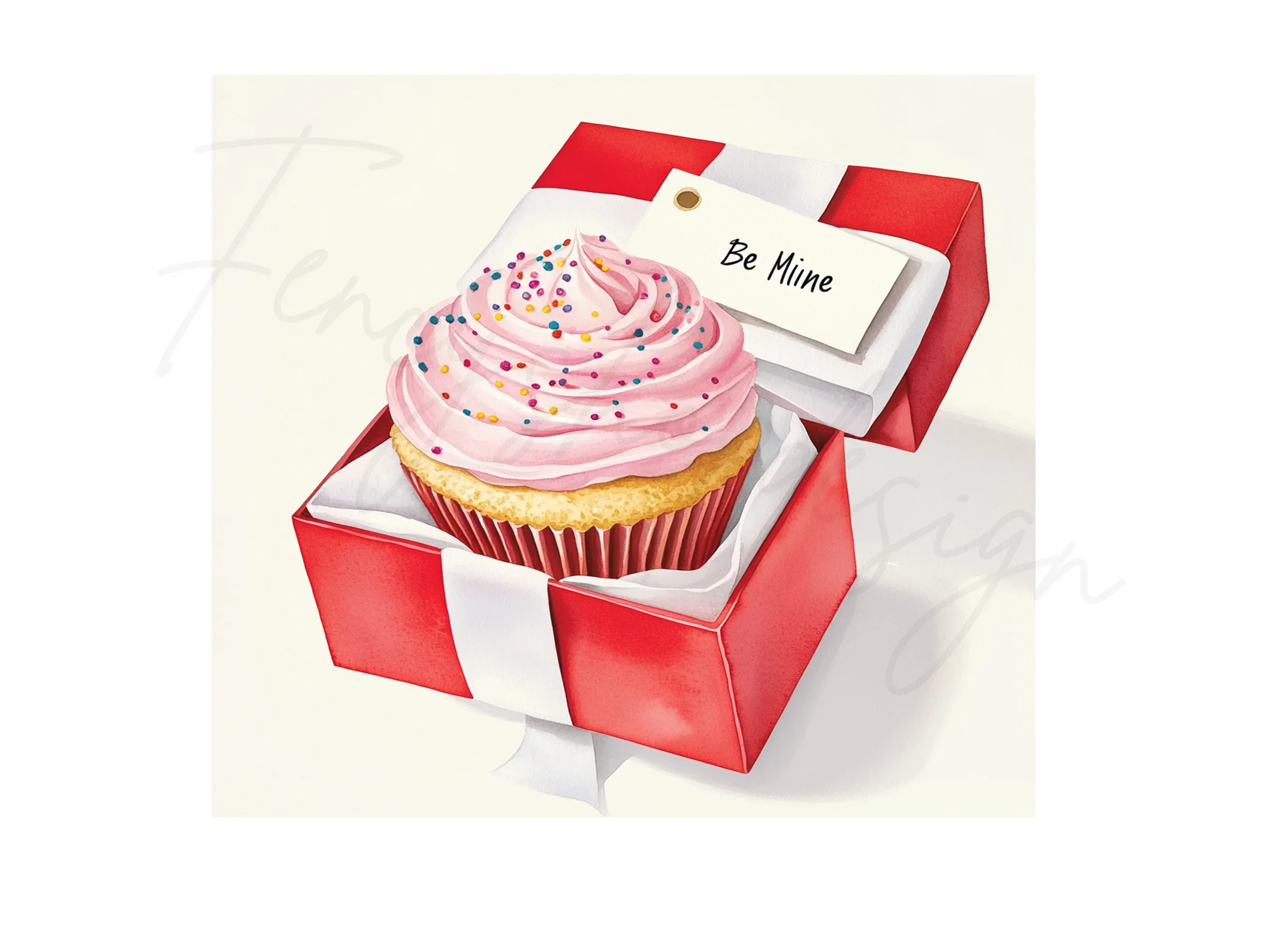Valentine Cupcake Gift Box Clipart Bundle - Image 3