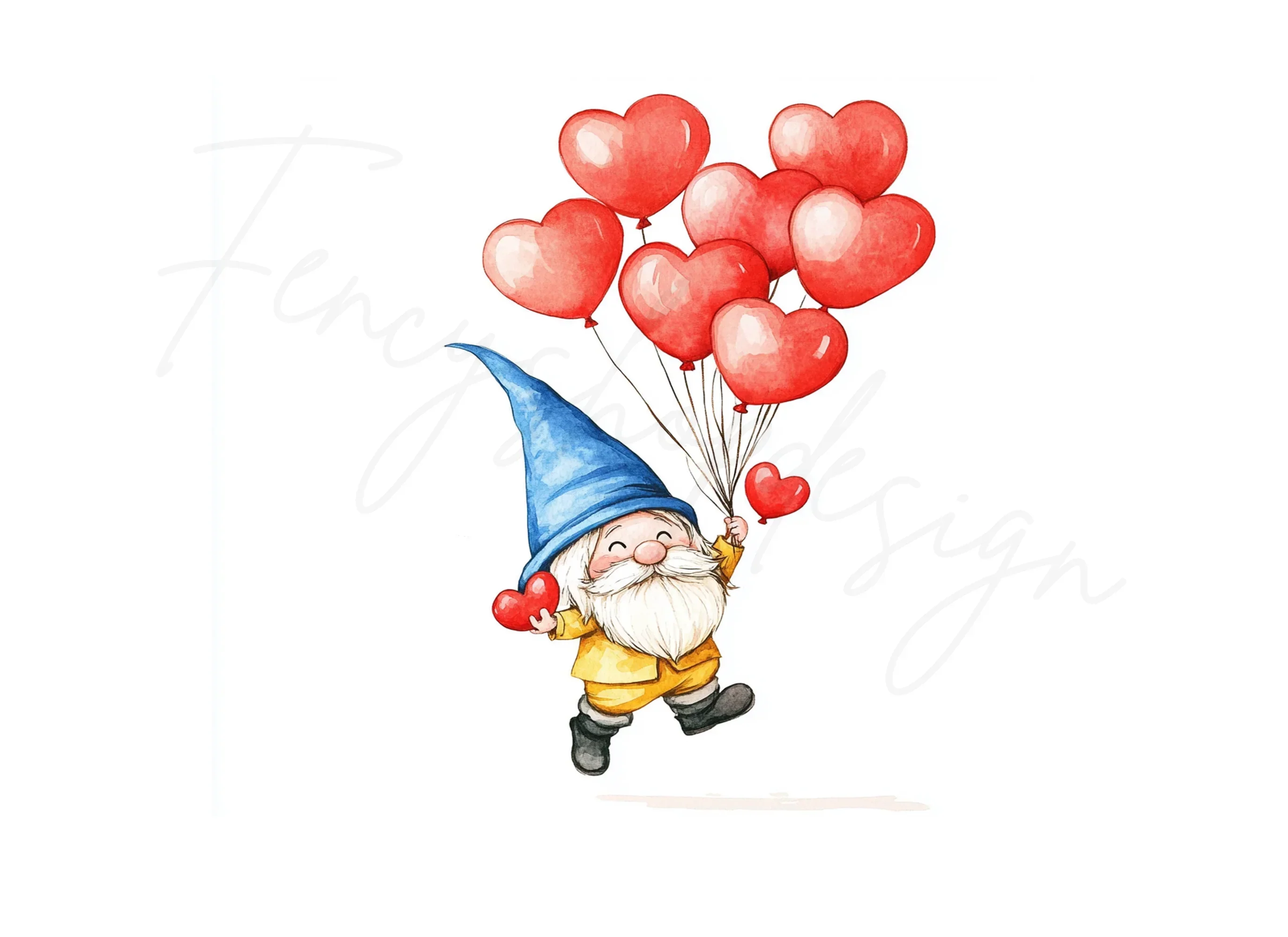 Valentine Gnomes with Heart Balloons Clipart Bundle - Image 3