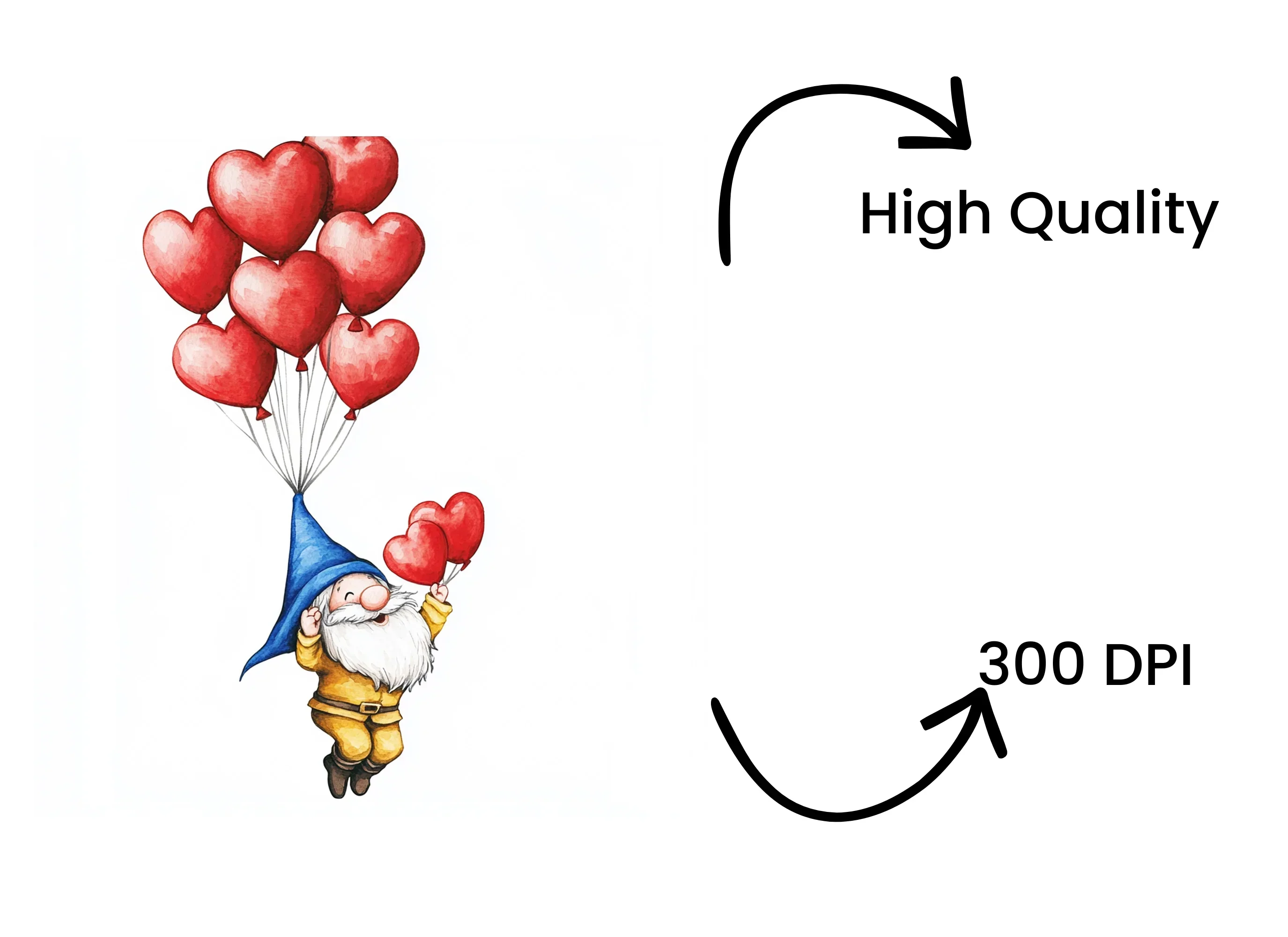 Valentine Gnomes with Heart Balloons Clipart Bundle - Image 4