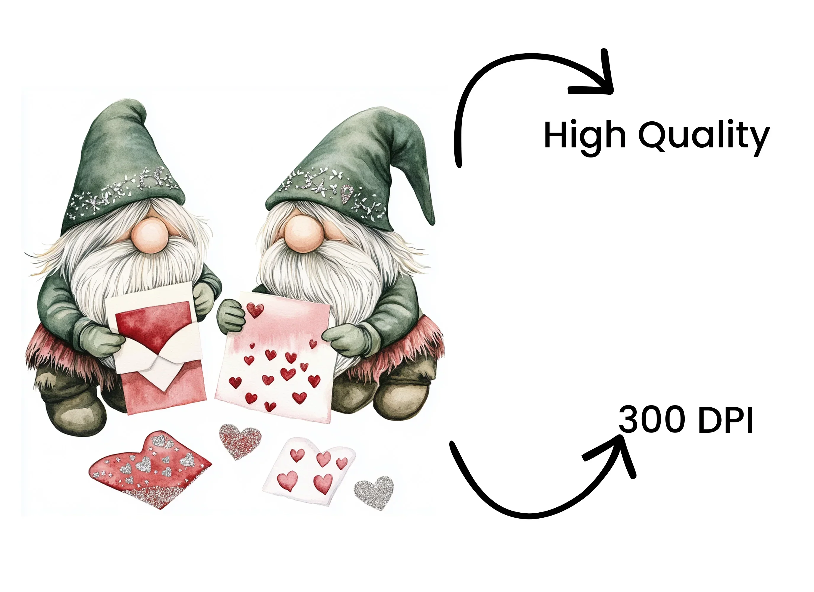 Valentine Gnomes with Hearts Clipart Bundle - Image 4