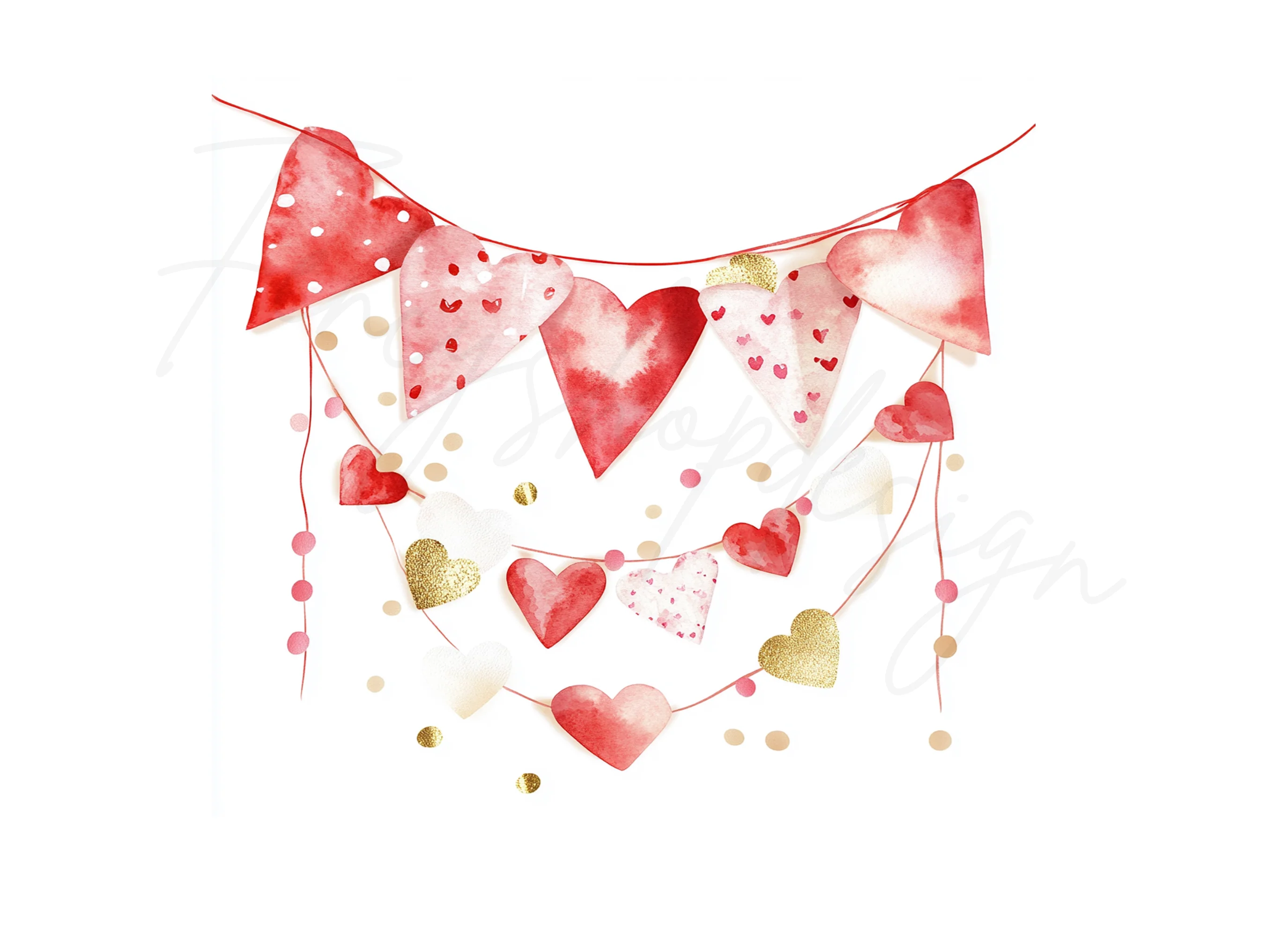Valentine Heart Banners Clipart Bundle - Image 2