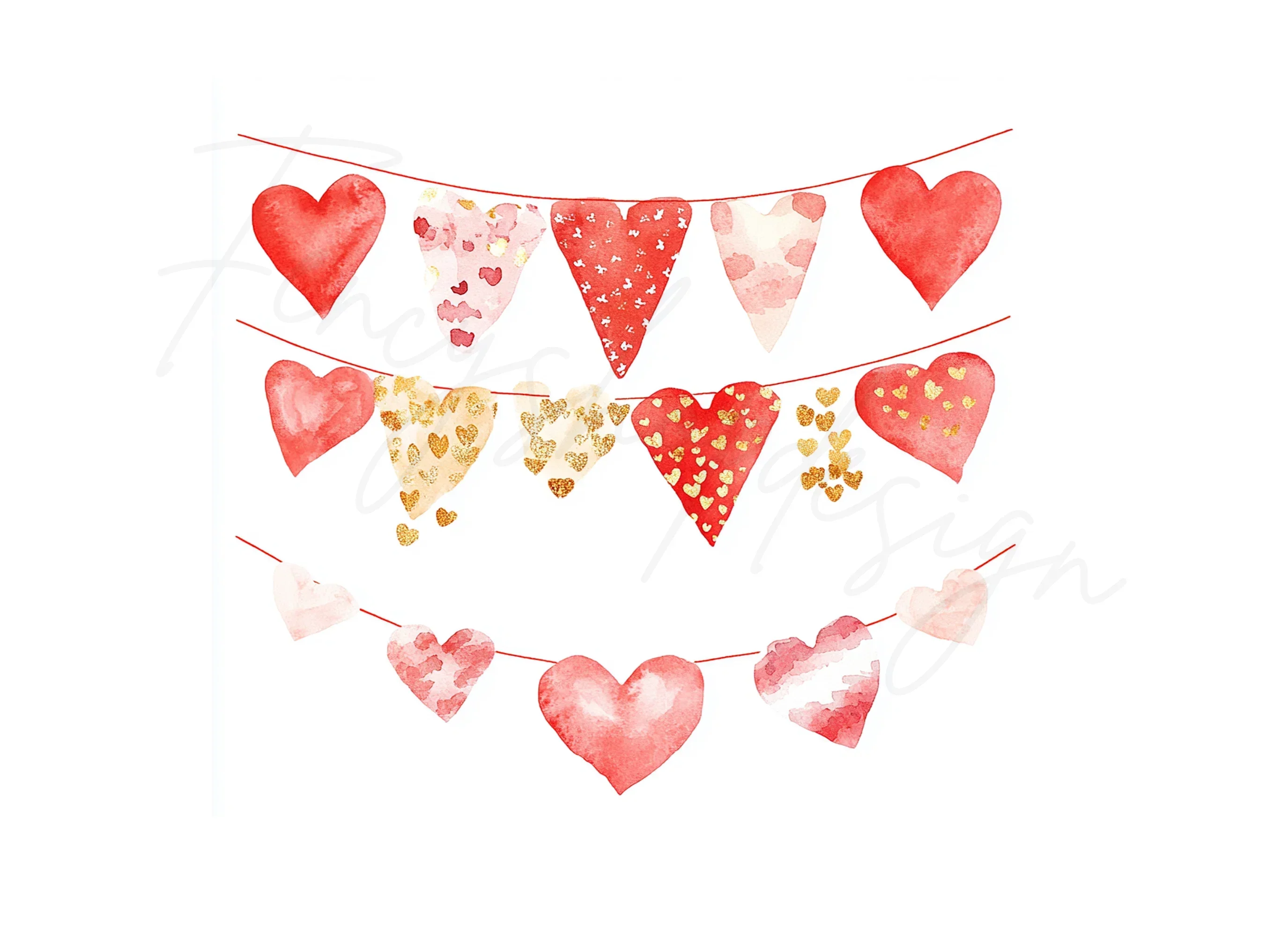 Valentine Heart Banners Clipart Bundle - Image 3