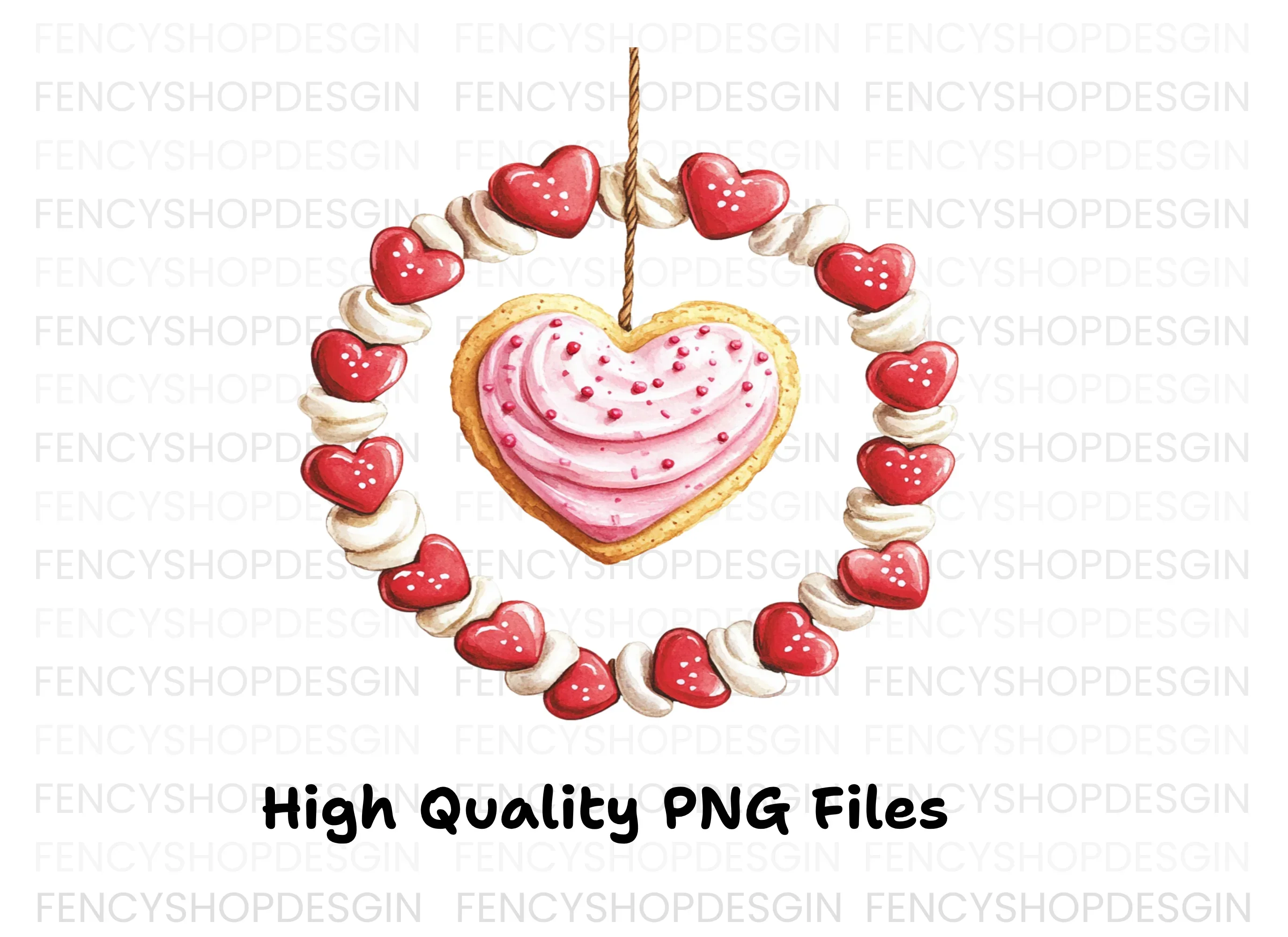 Valentine Heart Cookie Wreath Clipart Bundle - Image 5