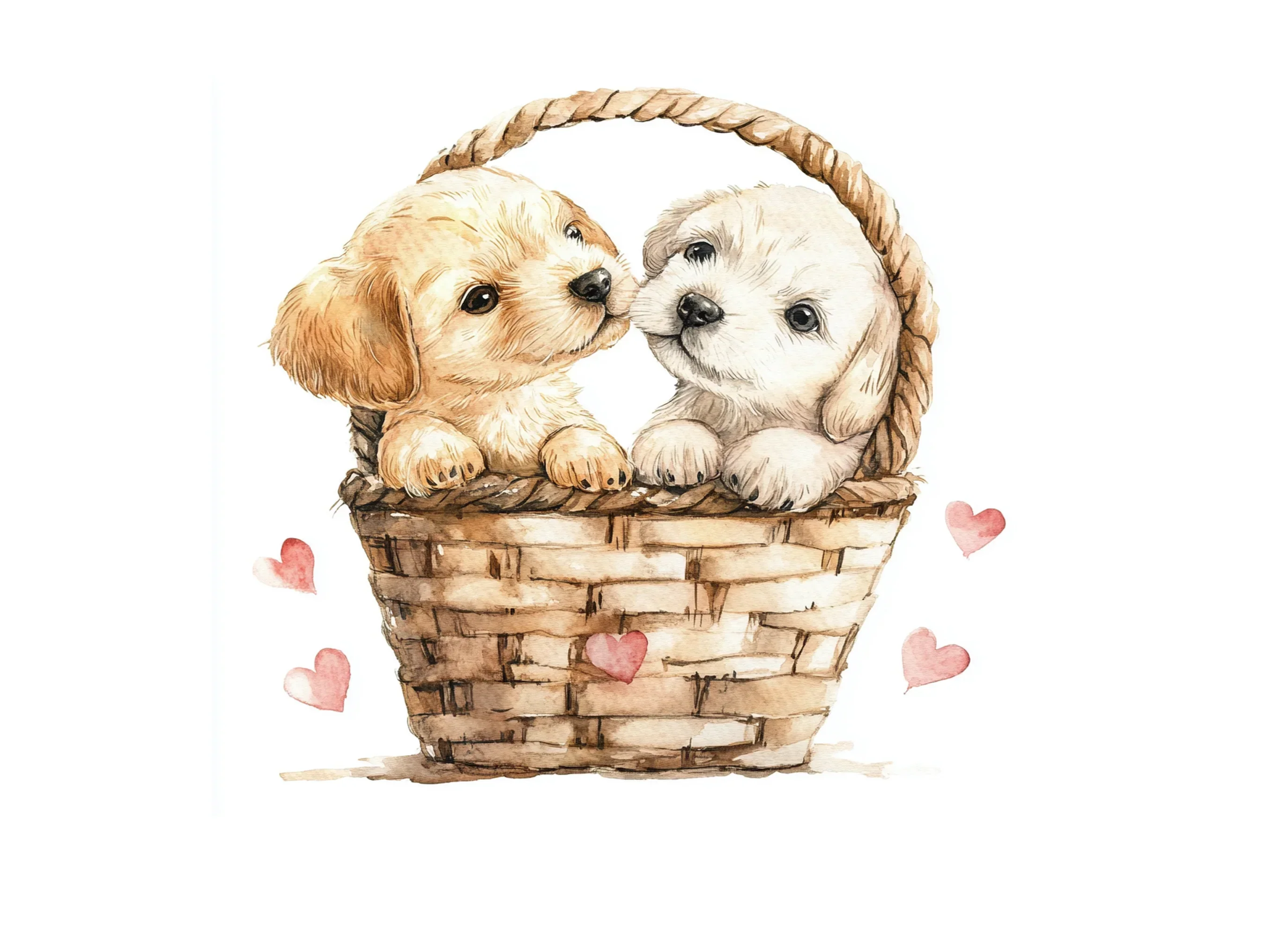 Valentine Puppies in Baskets Clipart Bundle - Image 3