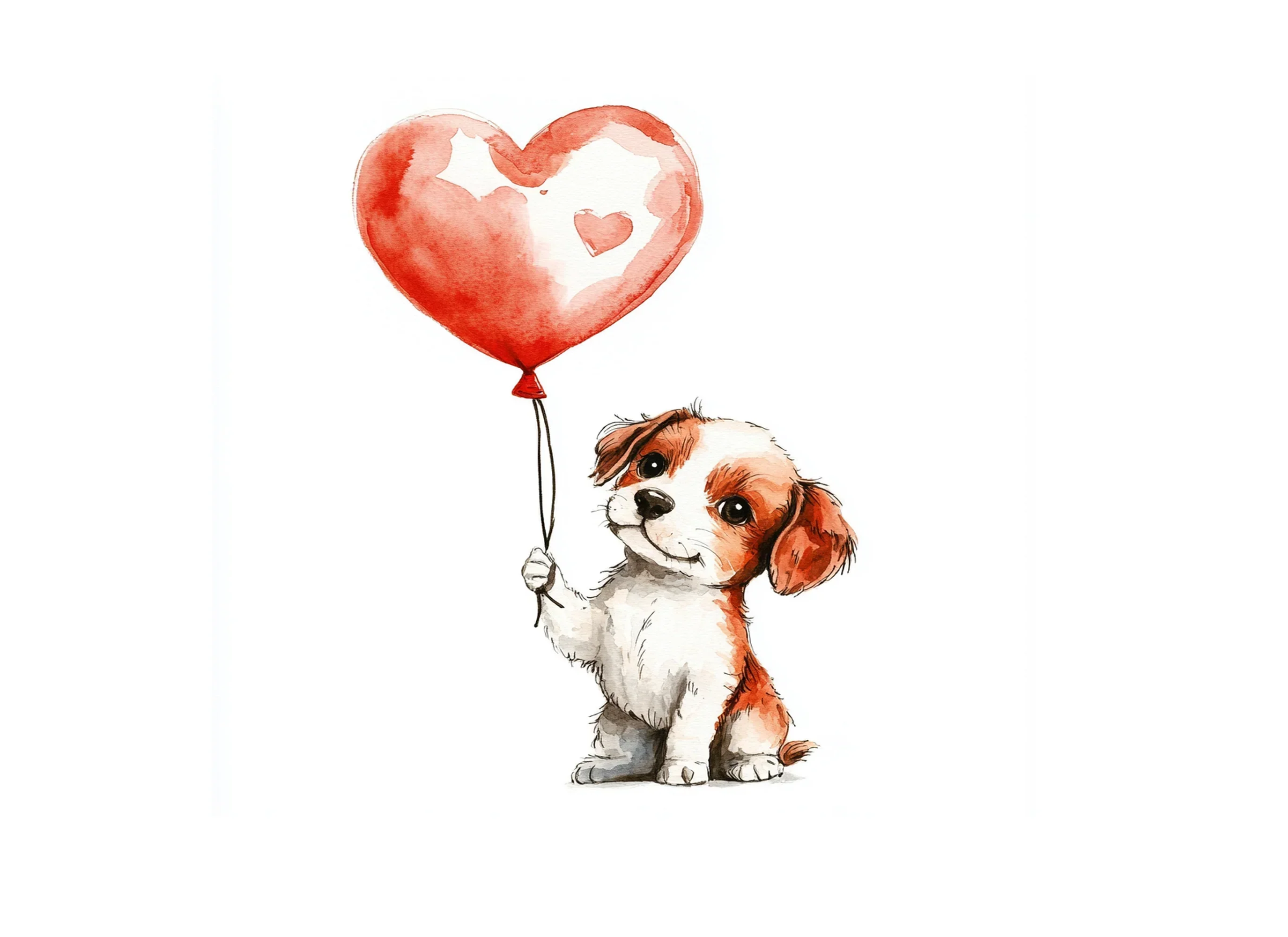 Valentine Puppy with Heart Balloon Clipart Bundle - Image 2