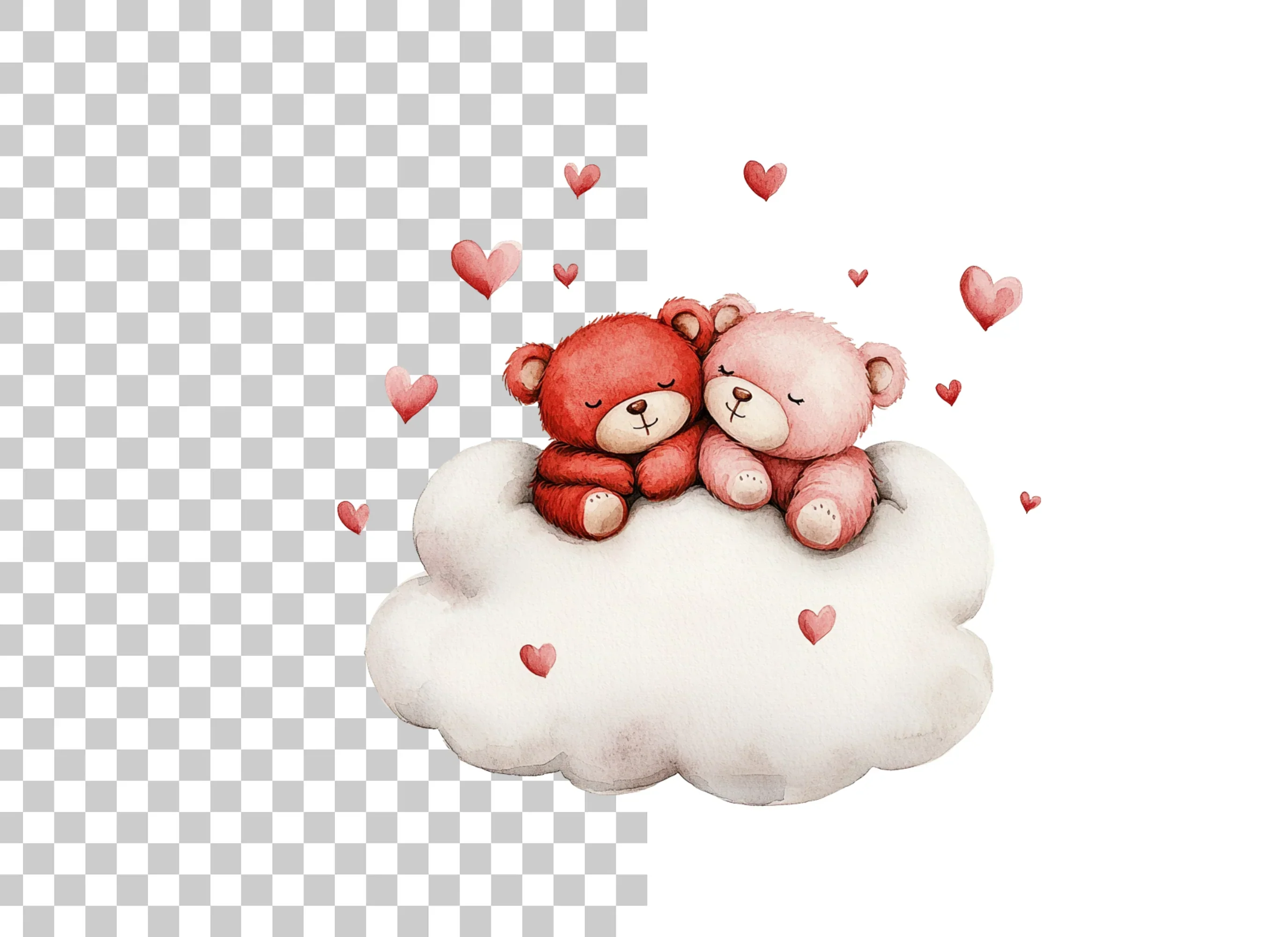 Valentine Teddy Bears on Clouds Clipart Bundle - Image 2