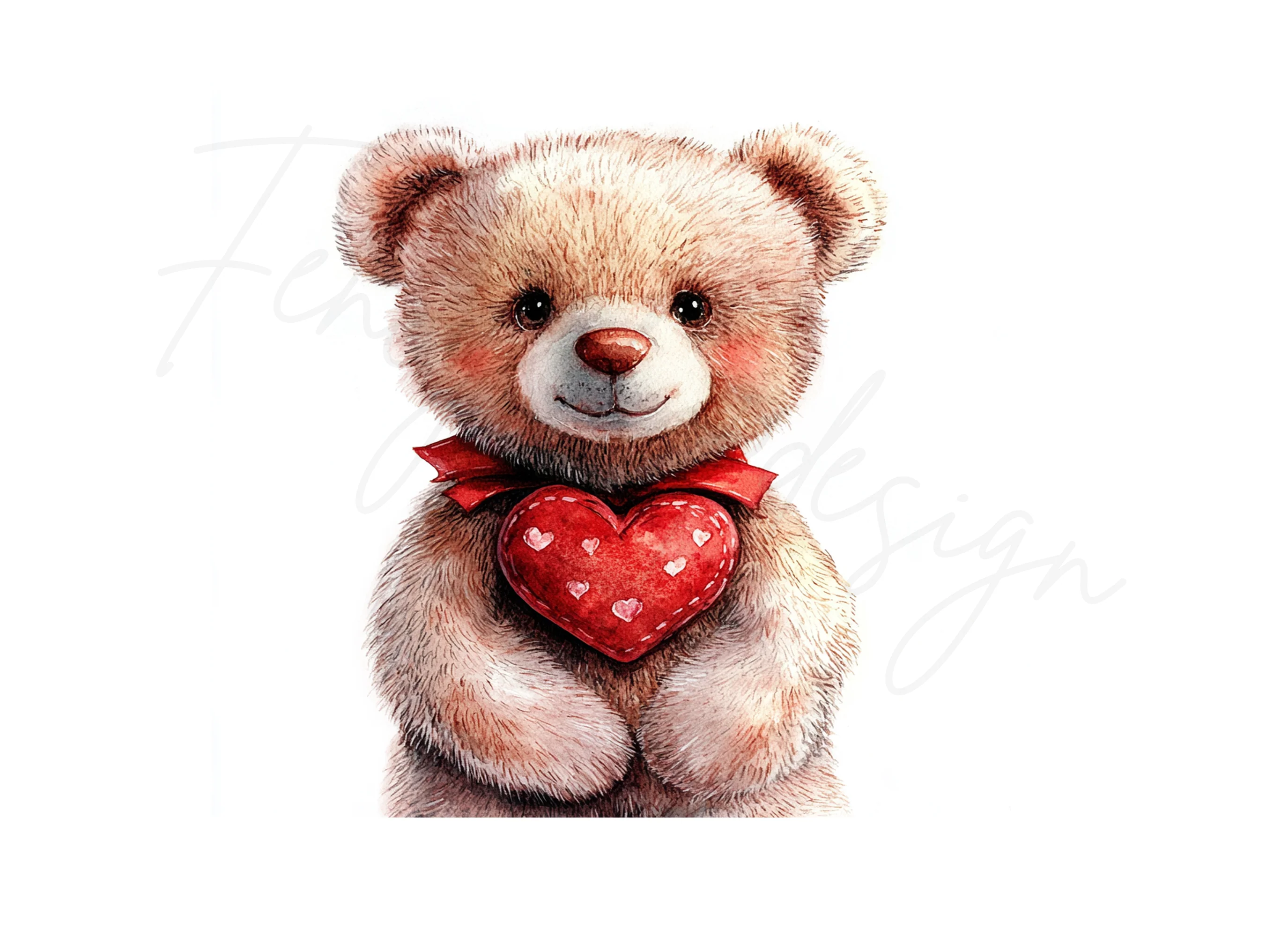 Valentine Teddy Bears with Red Hearts Clipart Bundle - Image 2