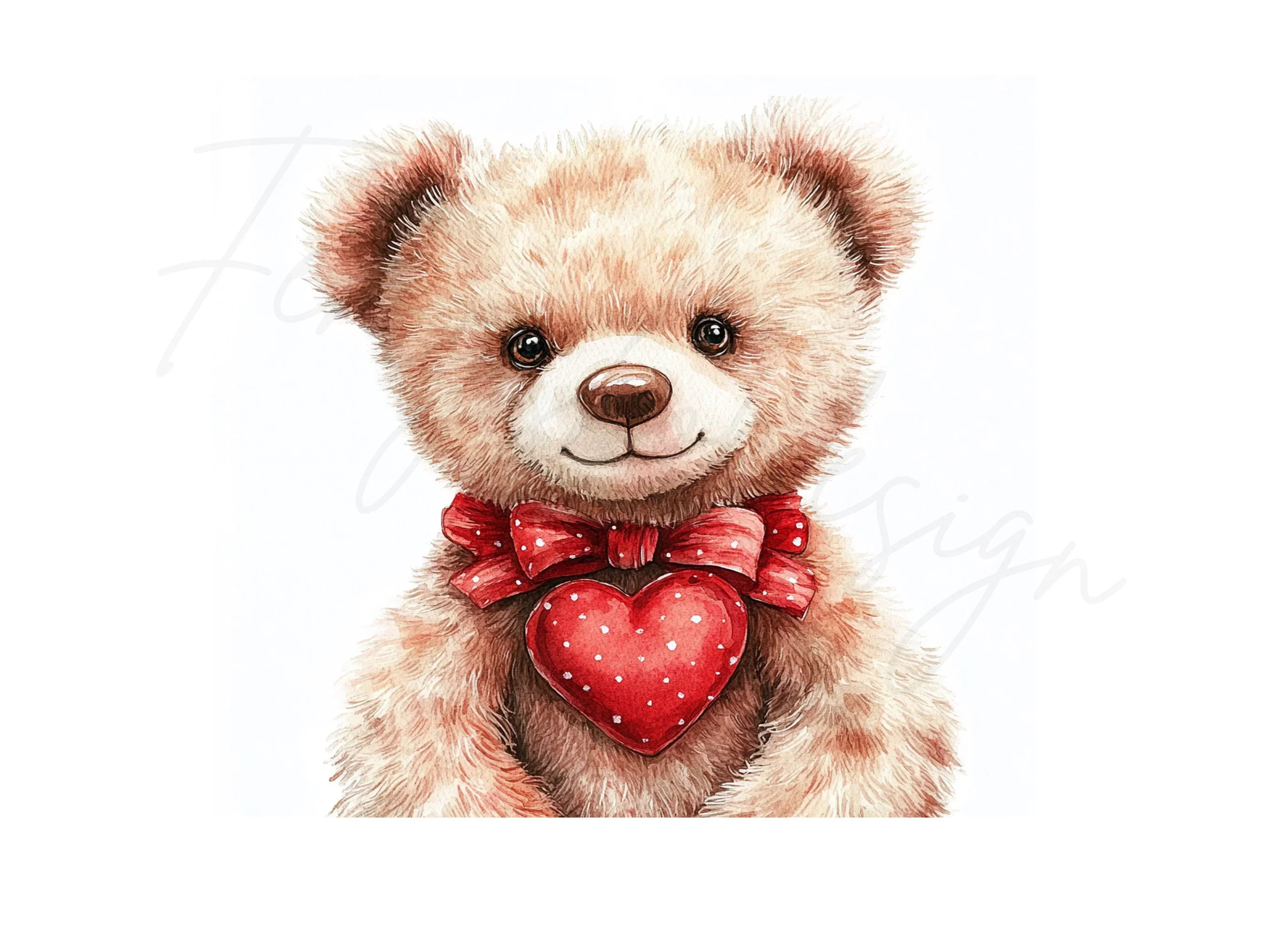 Valentine Teddy Bears with Red Hearts Clipart Bundle - Image 3