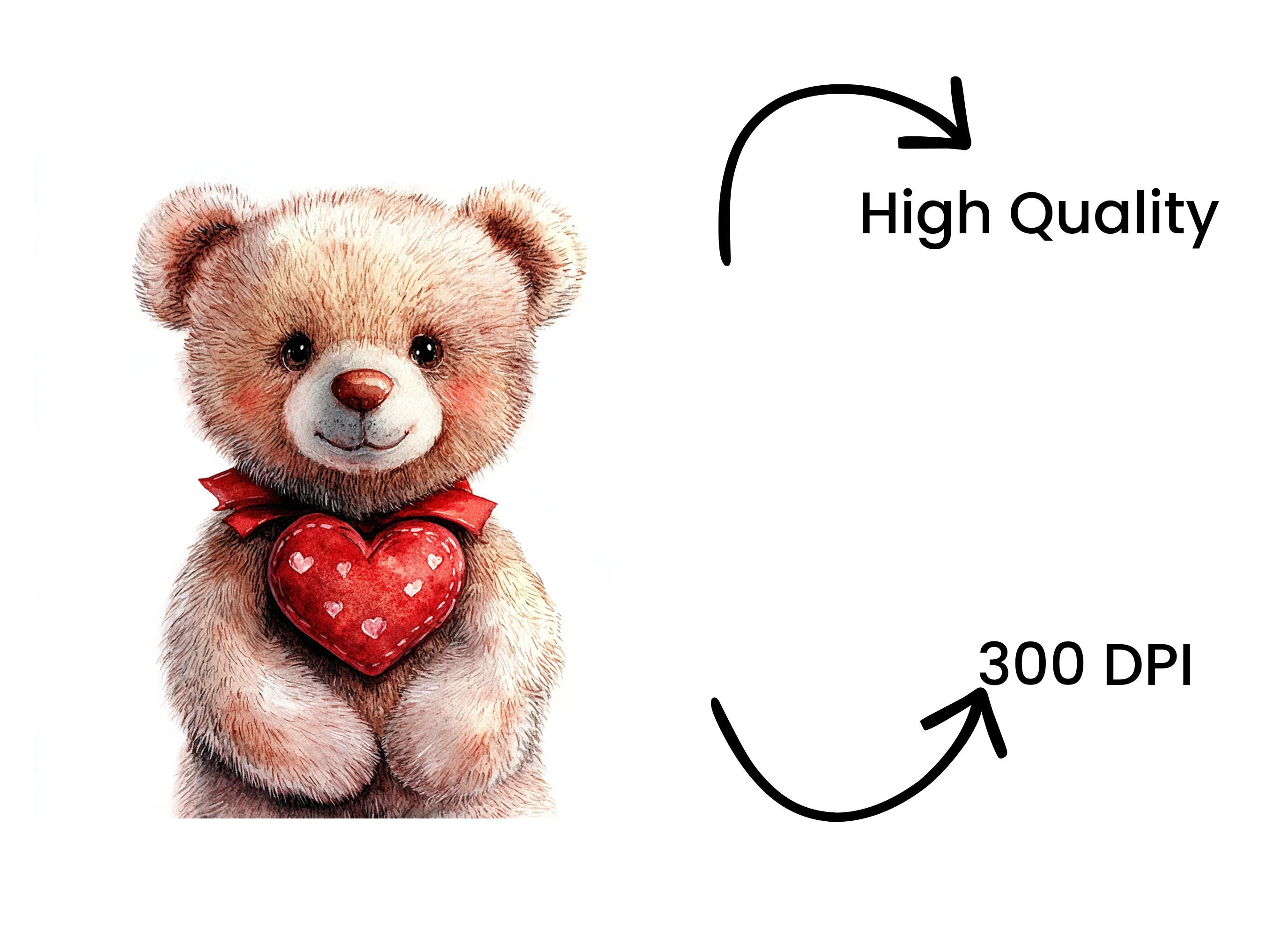 Valentine Teddy Bears with Red Hearts Clipart Bundle - Image 4