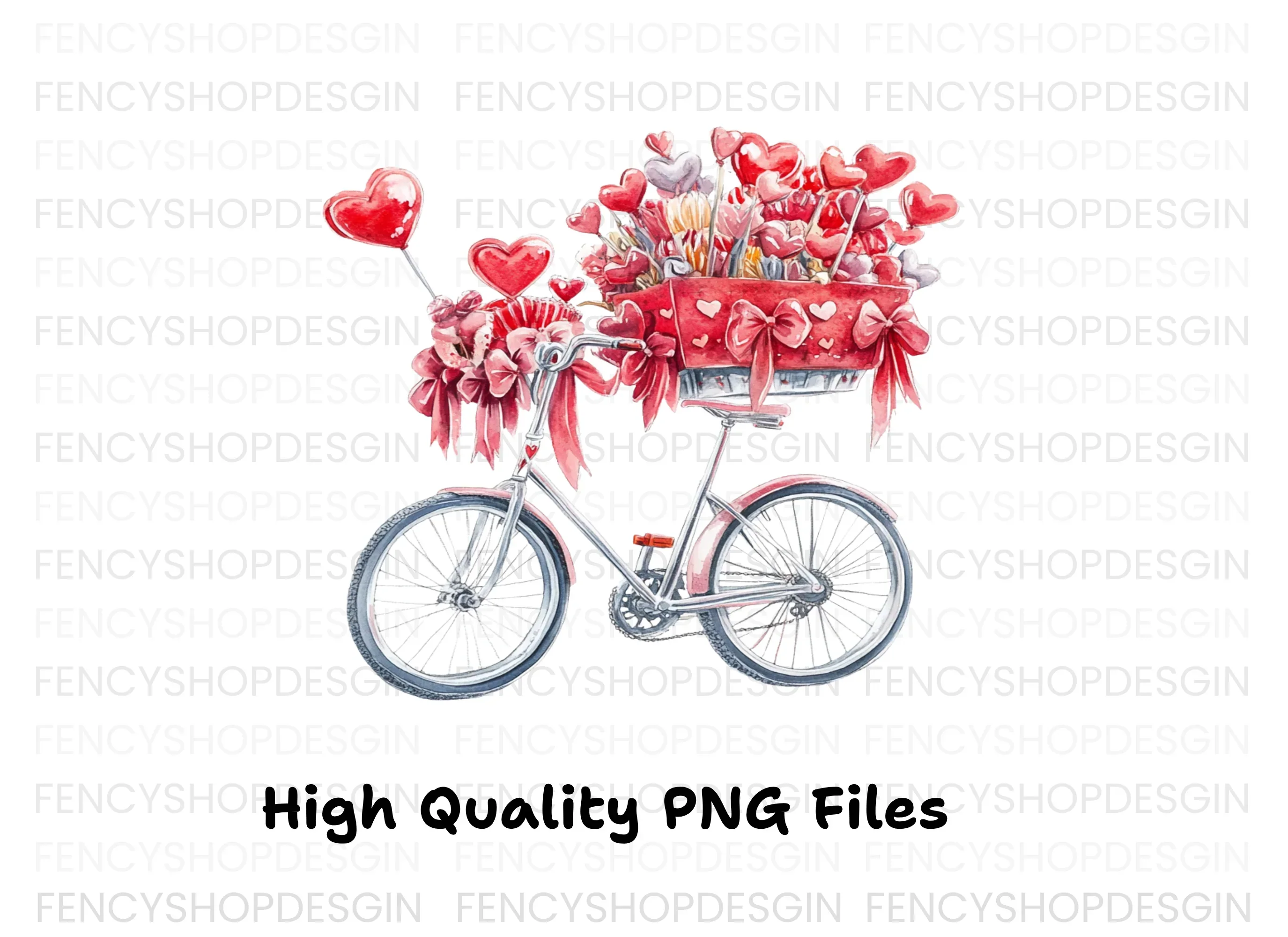 Valentine's Day Bicycle Clipart Bundle - Image 2