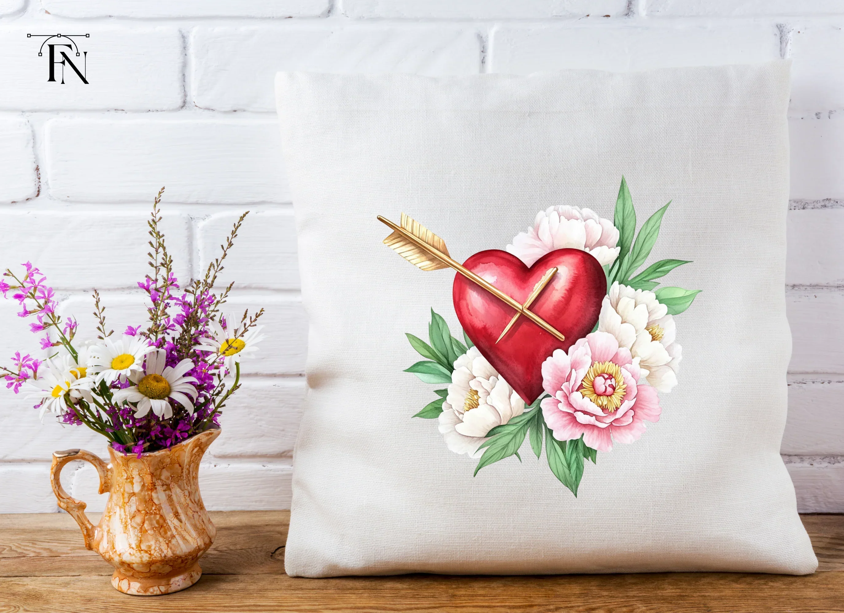 Valentine's Day Heart Peony Clipart Bundle - Image 5