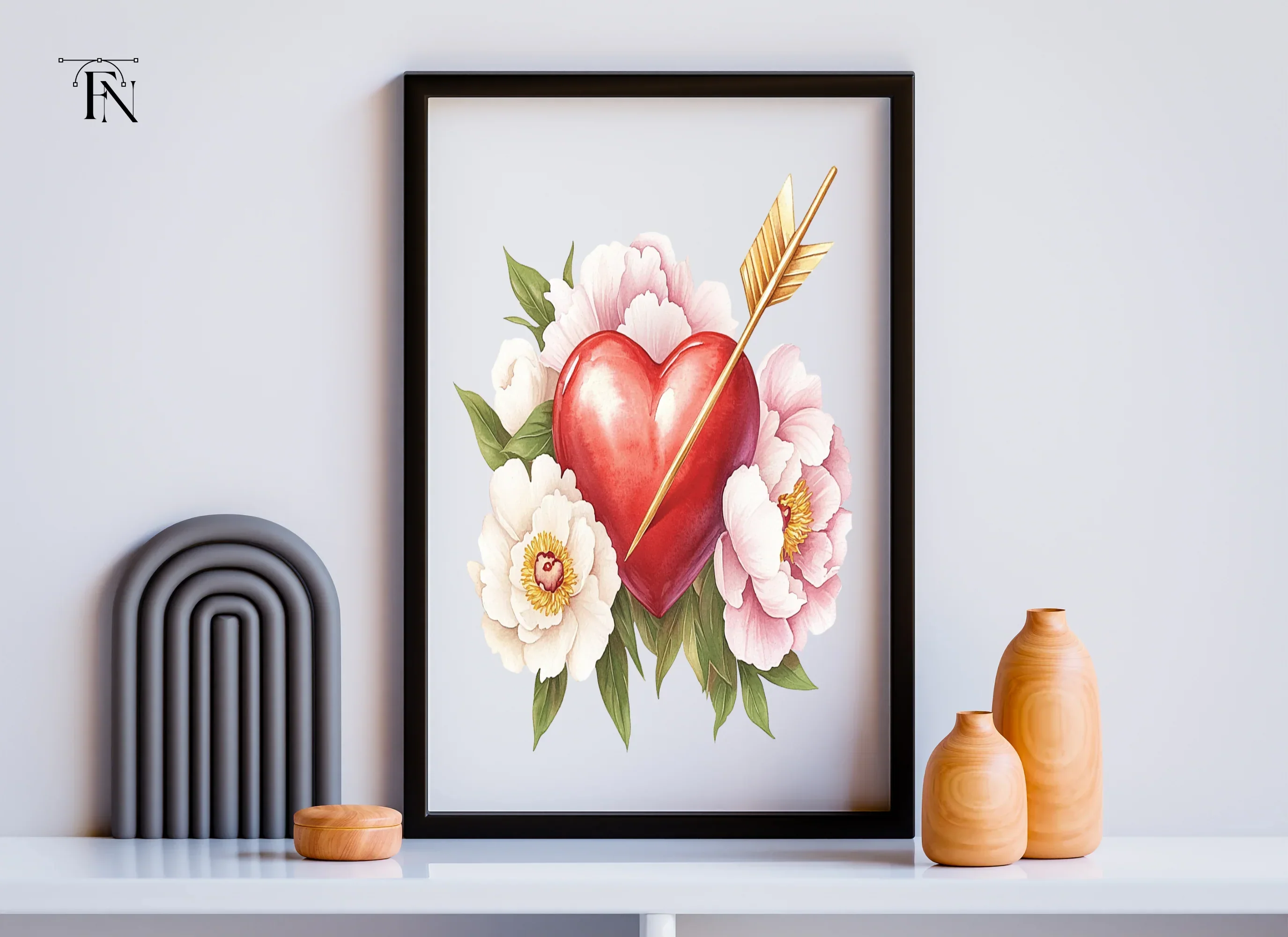 Valentine's Day Heart Peony Clipart Bundle - Image 6