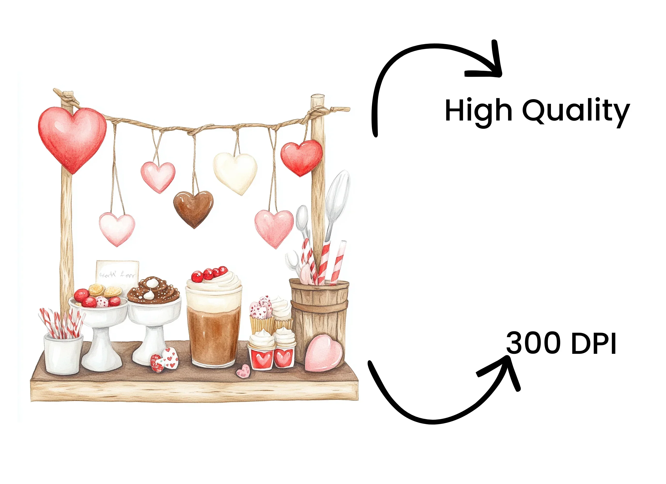 Valentine's Day Hot Chocolate Bar Clipart Bundle - Image 4