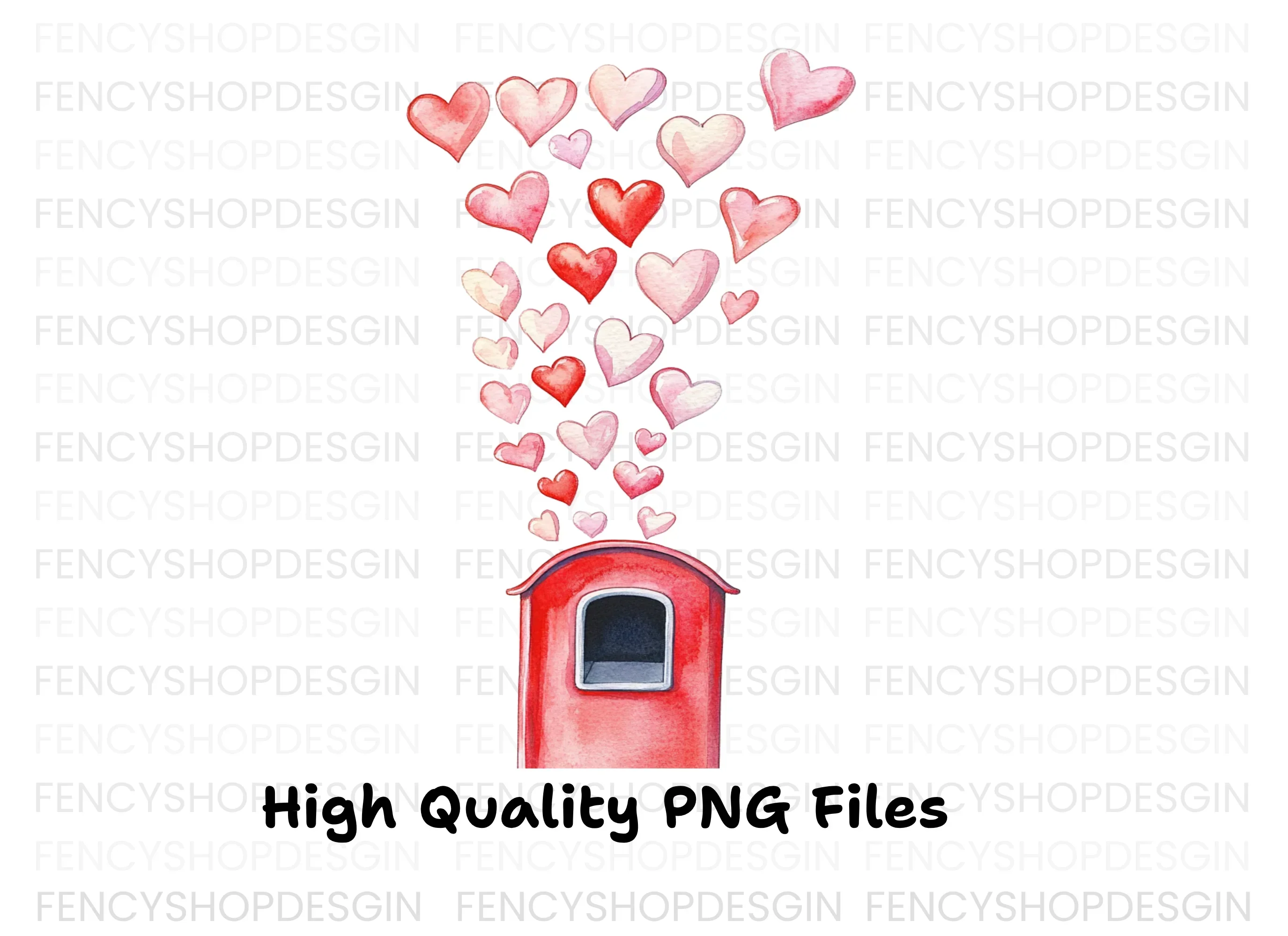 Valentine's Day Mailbox with Hearts Clipart Bundle - Image 2