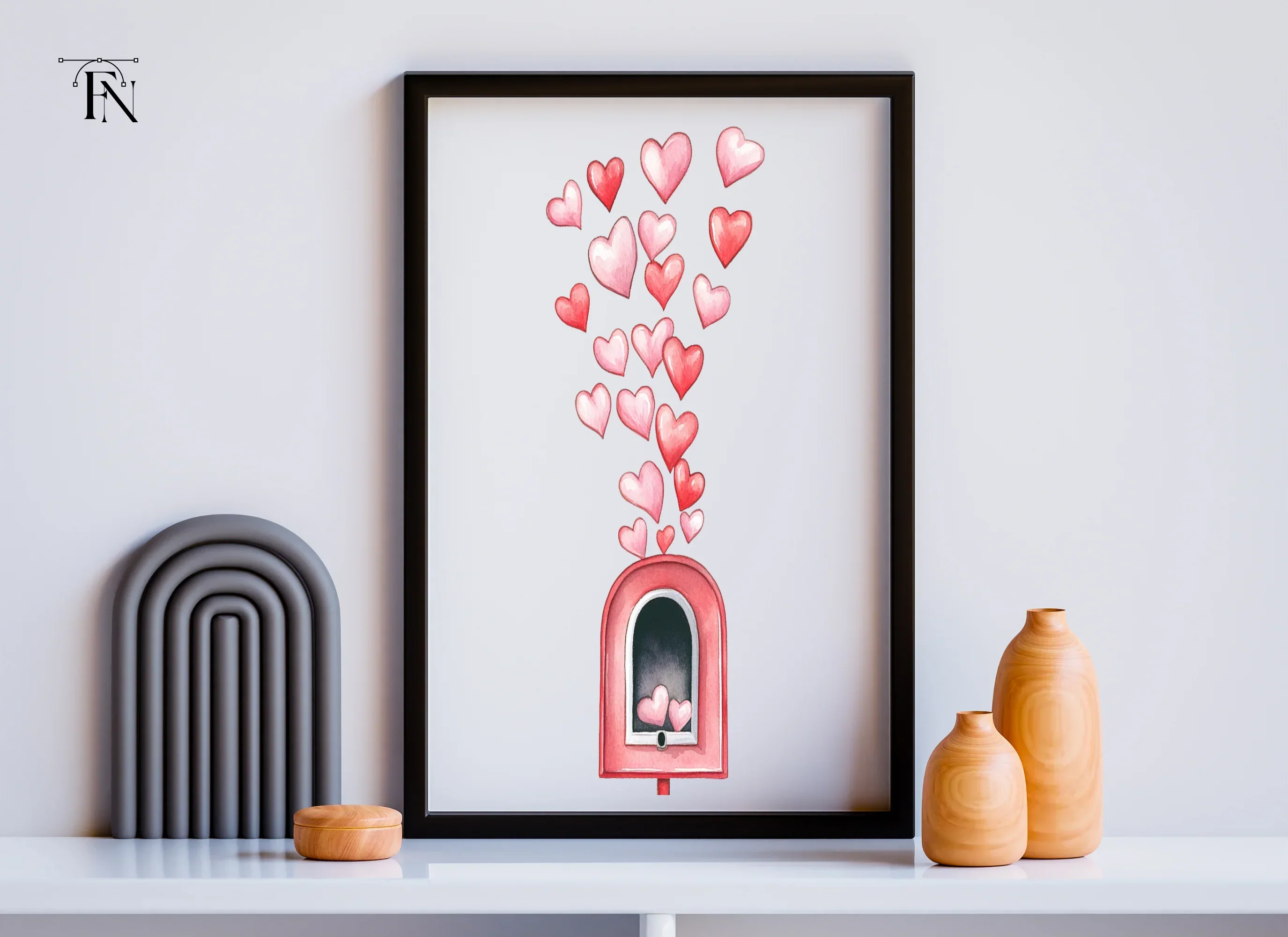 Valentine's Day Mailbox with Hearts Clipart Bundle - Image 3