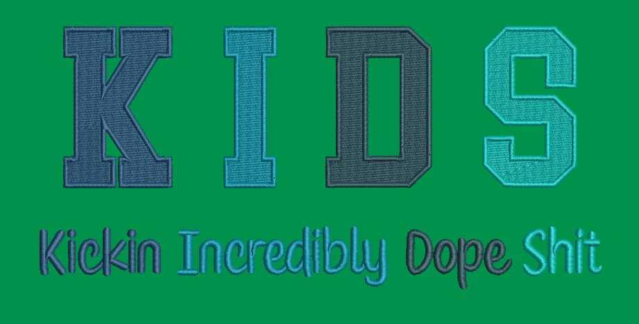 Varsity Style Typographic Emblem Embroidery Design