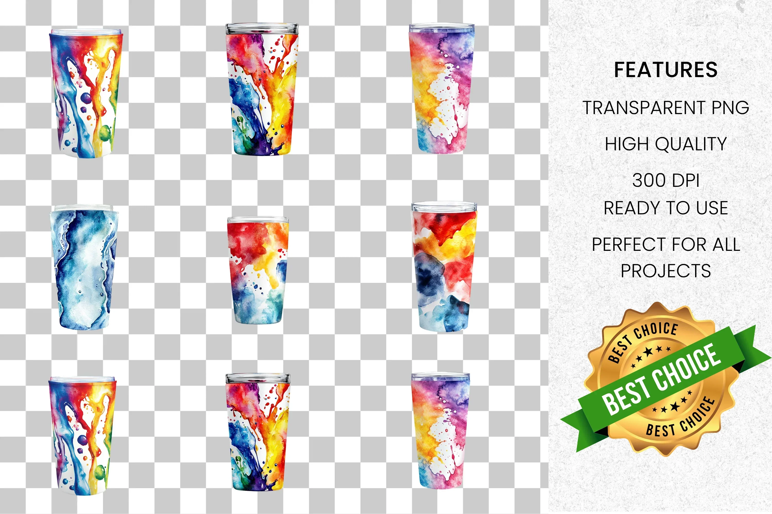 Vibrant Abstract Tumblers Clipart Bundle - Image 2