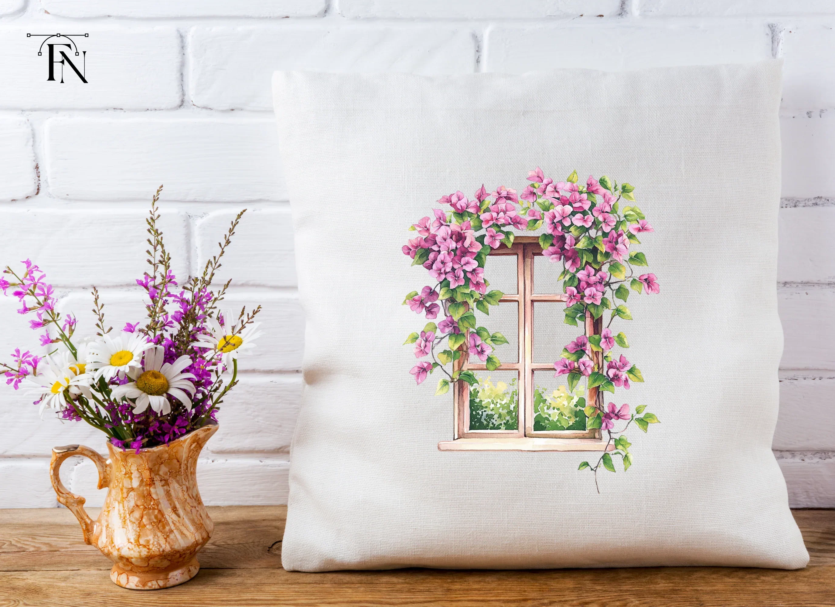 Vibrant Bougainvillea Window Clipart Bundle - Image 3