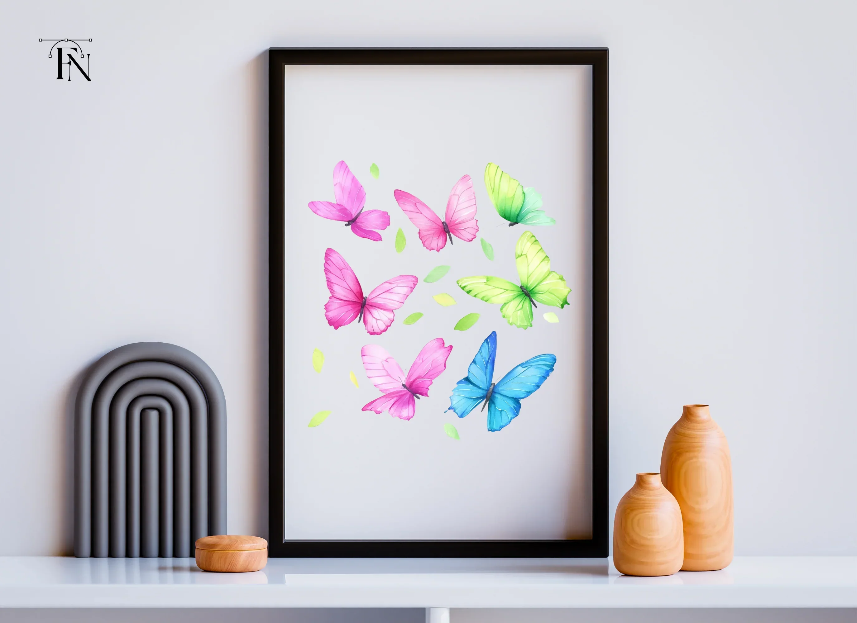 Vibrant Butterfly and Leaves Clipart Bundle - Image 3