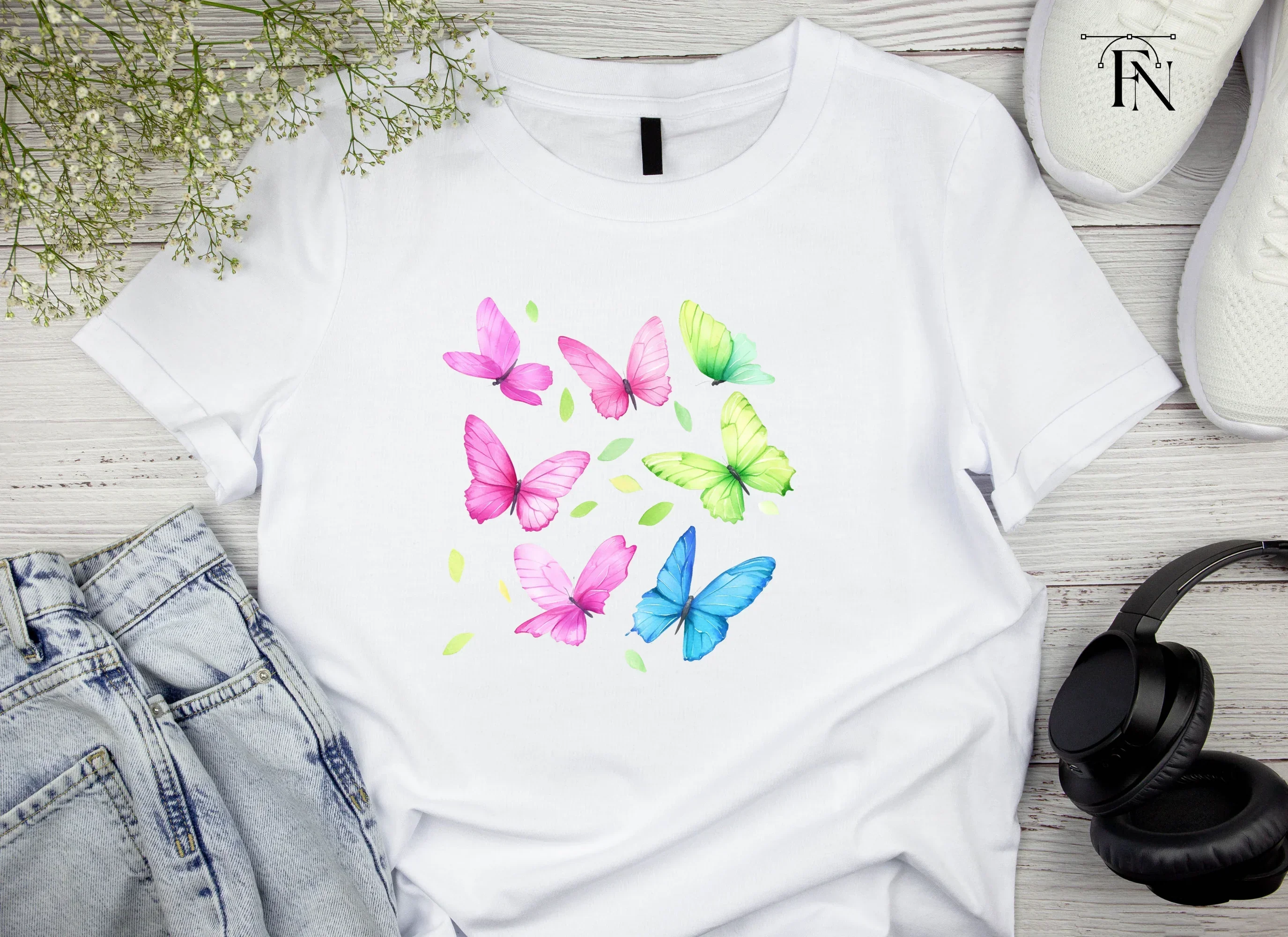 Vibrant Butterfly and Leaves Clipart Bundle - Image 5
