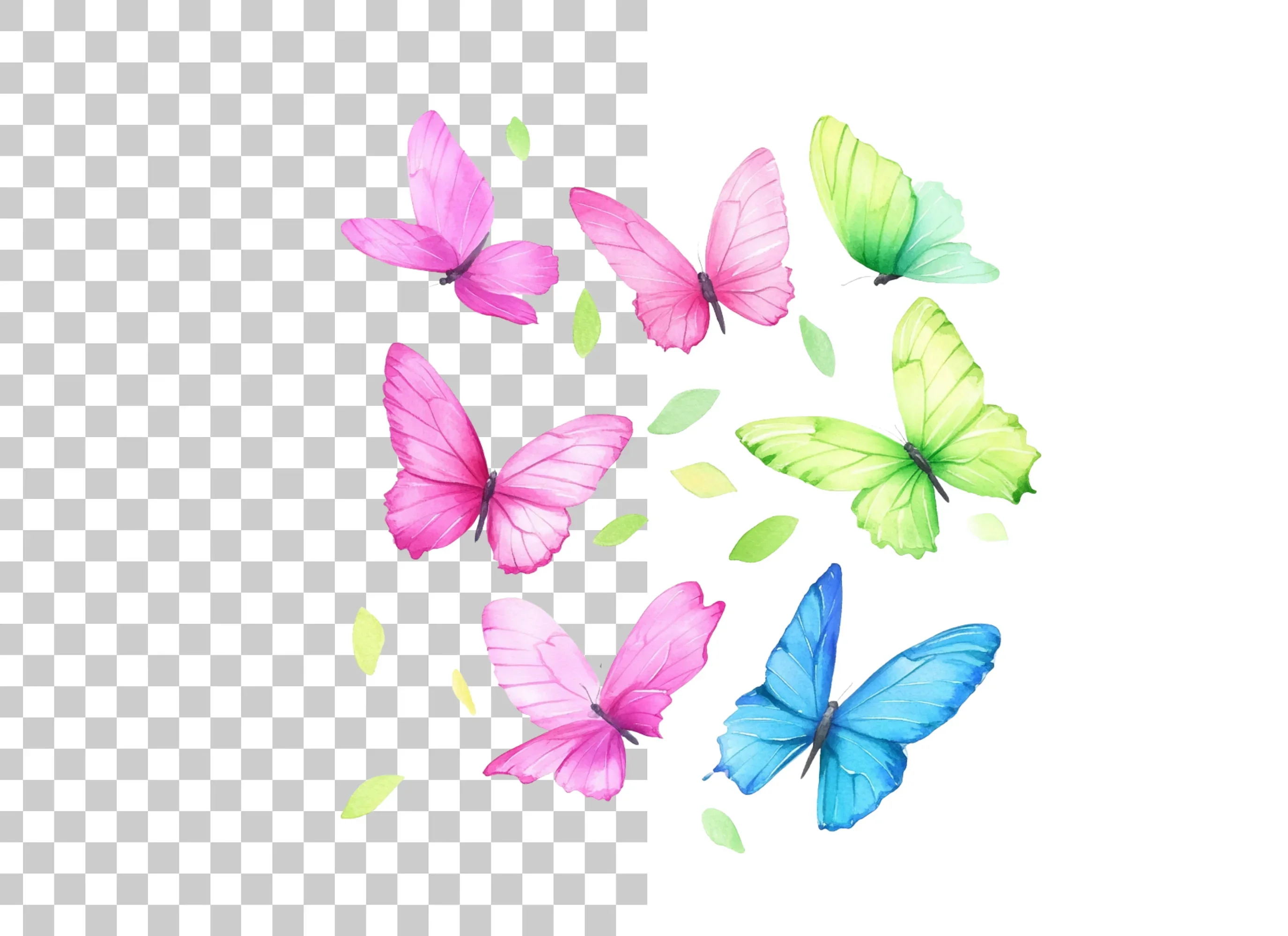 Vibrant Butterfly and Leaves Clipart Bundle - Image 6