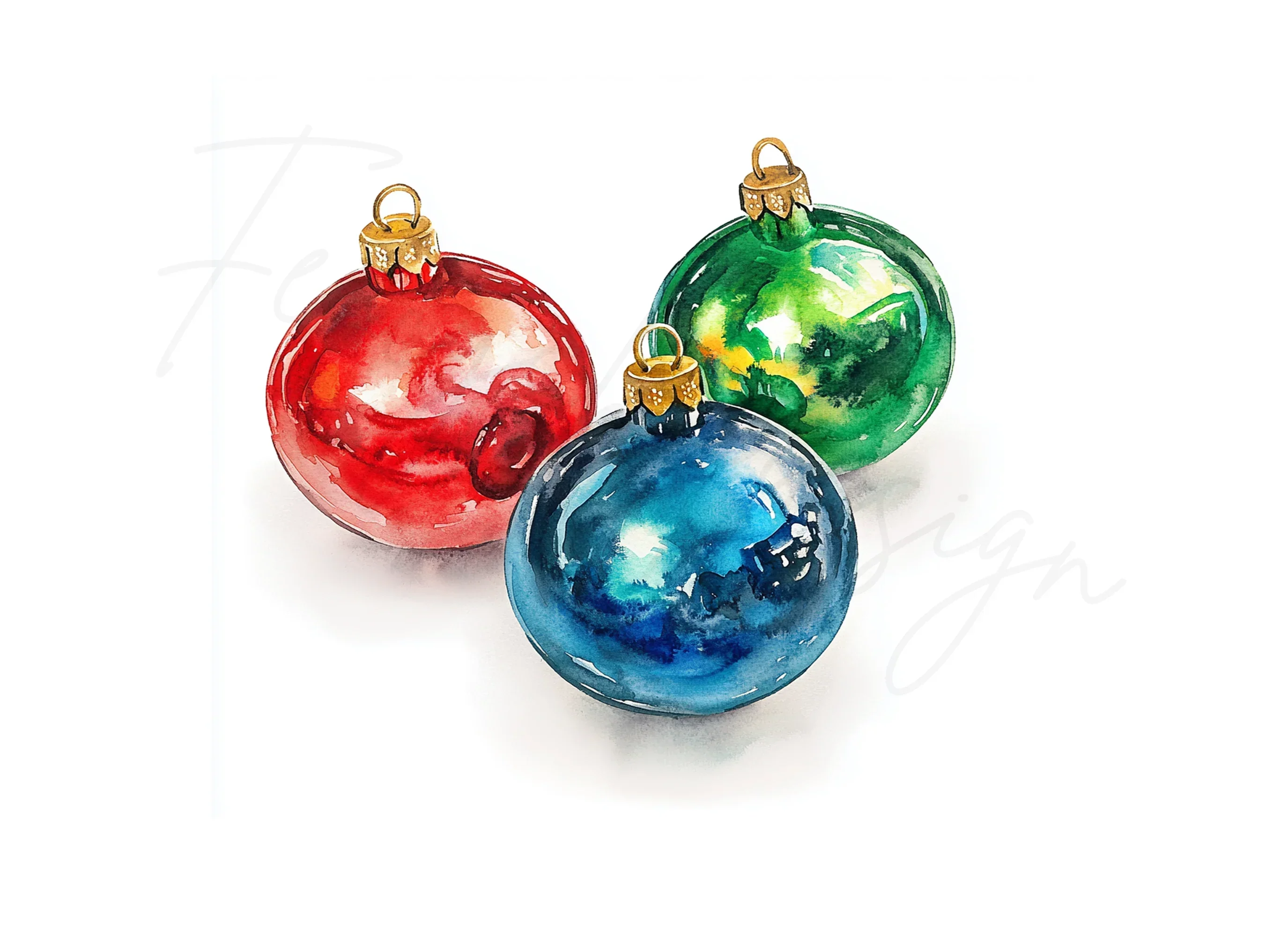 Vibrant Christmas Ornaments Clipart Bundle - Image 3