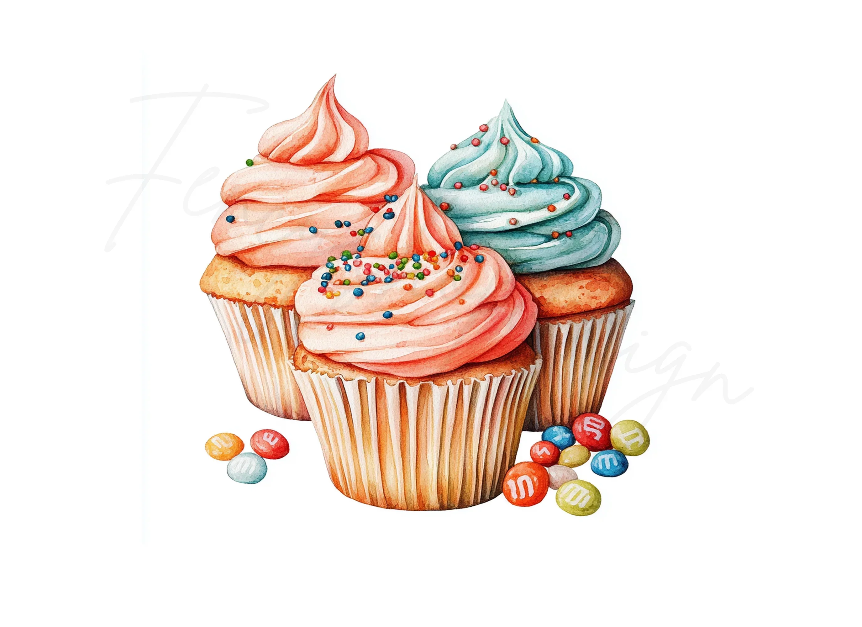 Vibrant Cupcake with Sprinkles Clipart Bundle - Image 2