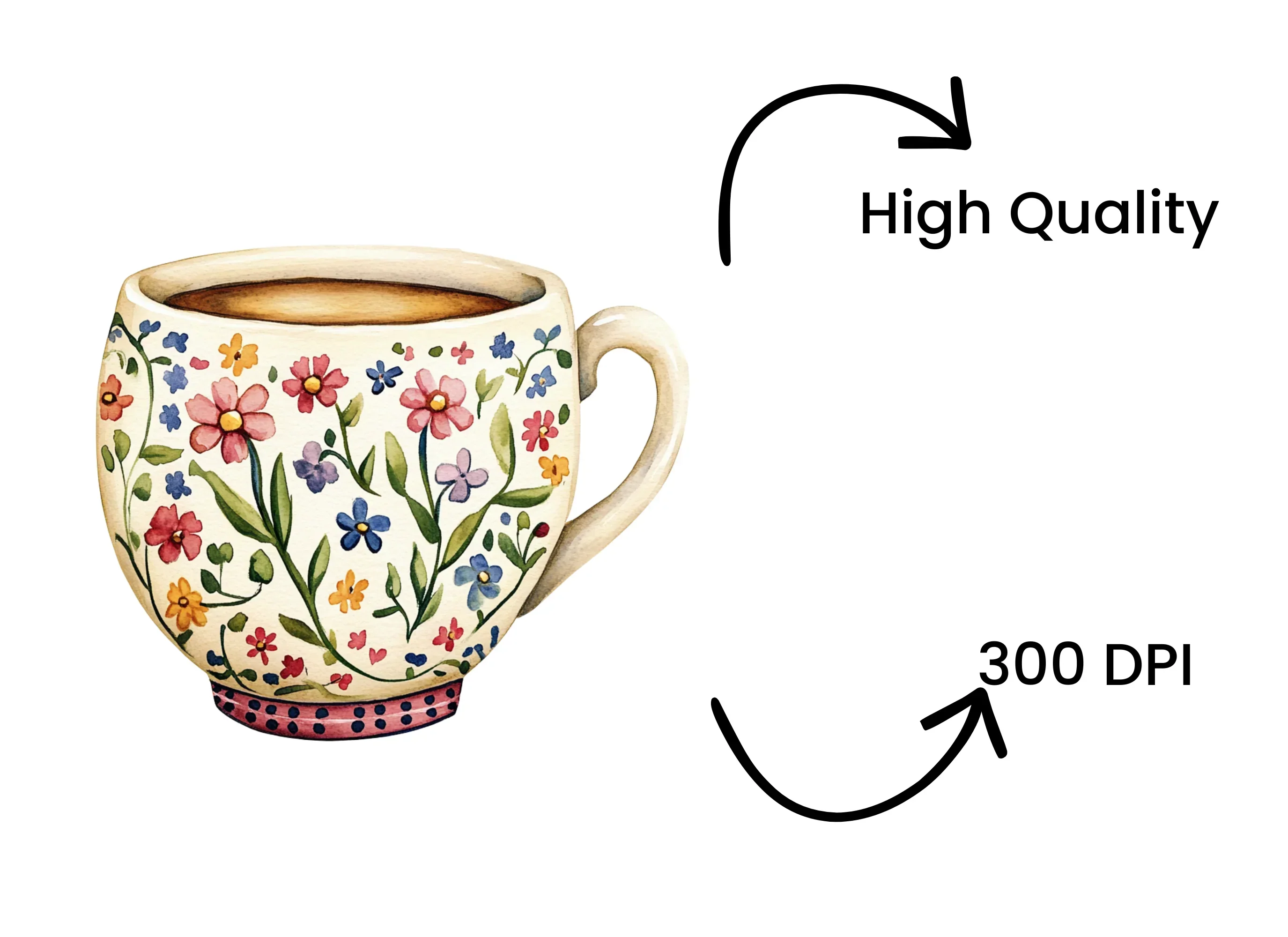 Vibrant Floral Coffee Clipart Bundle - Image 4