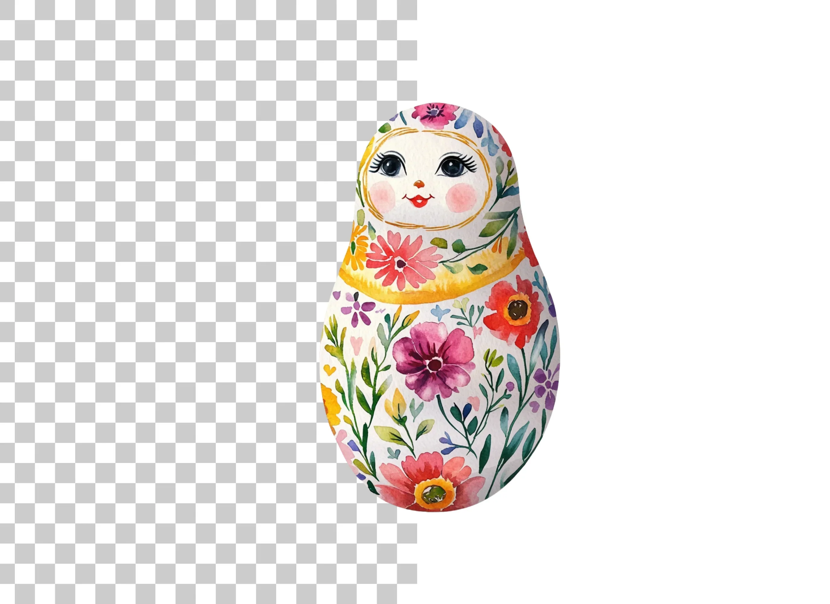Vibrant Floral Matryoshka Doll Clipart Bundle - Image 2