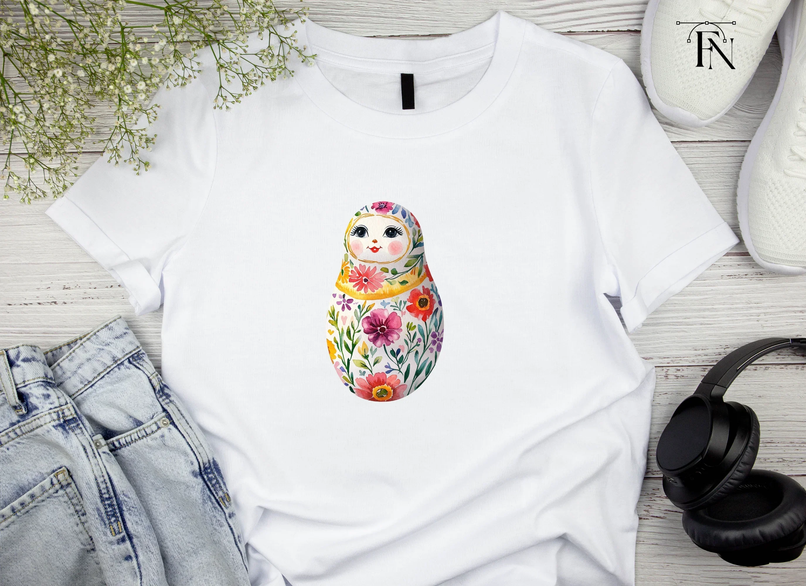 Vibrant Floral Matryoshka Doll Clipart Bundle - Image 4