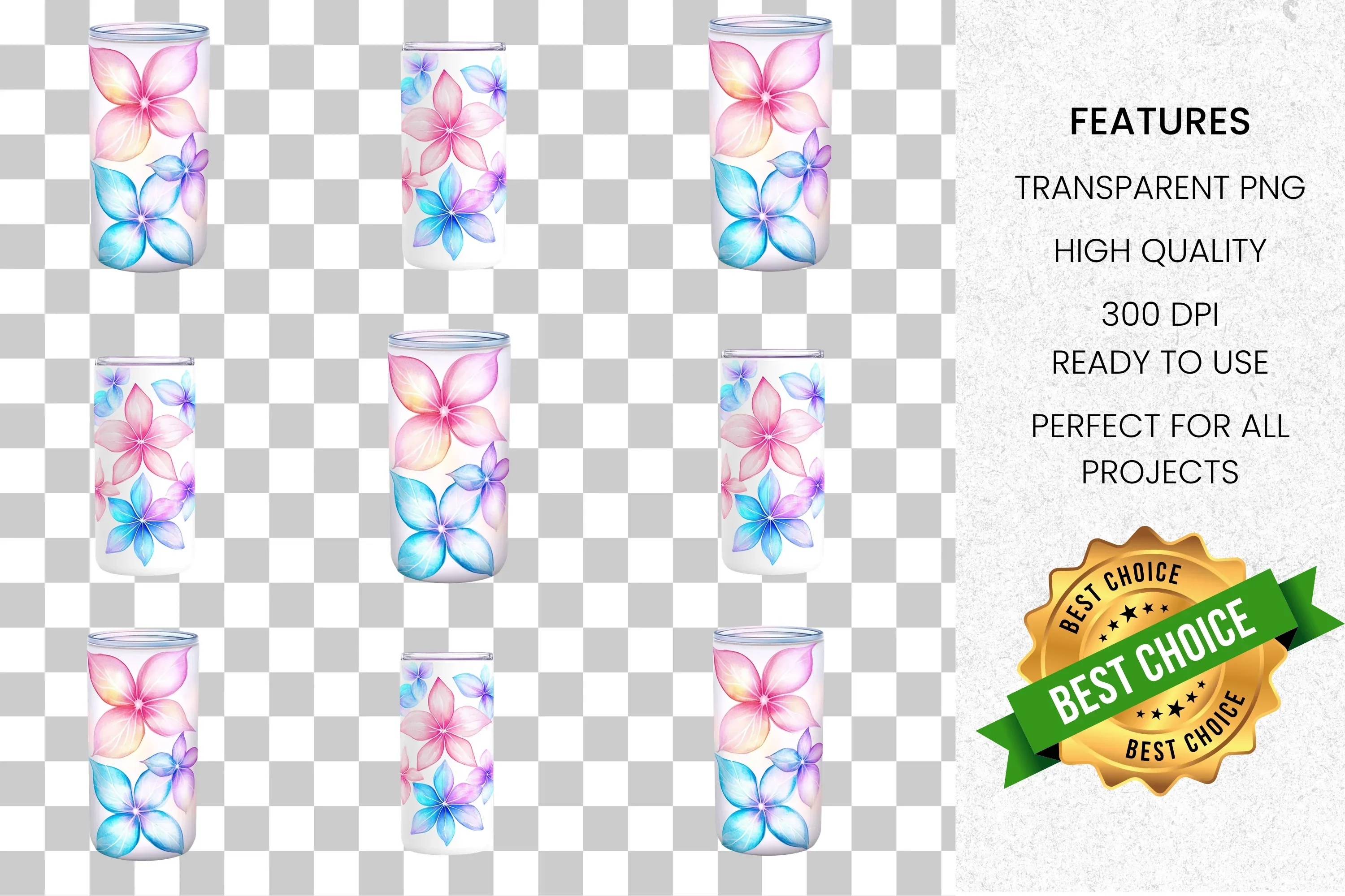 Vibrant Floral Tumbler Clipart Bundle - Image 2