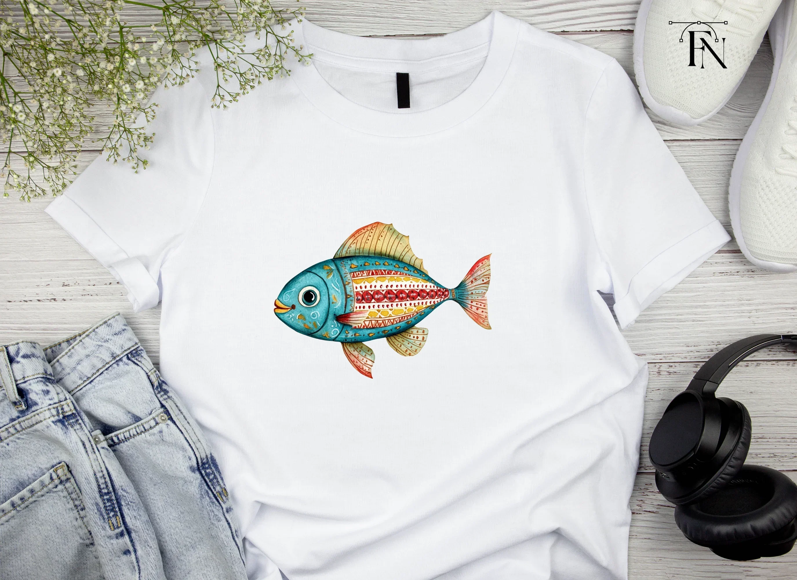 Vibrant Folk Fish Clipart Bundle - Image 4