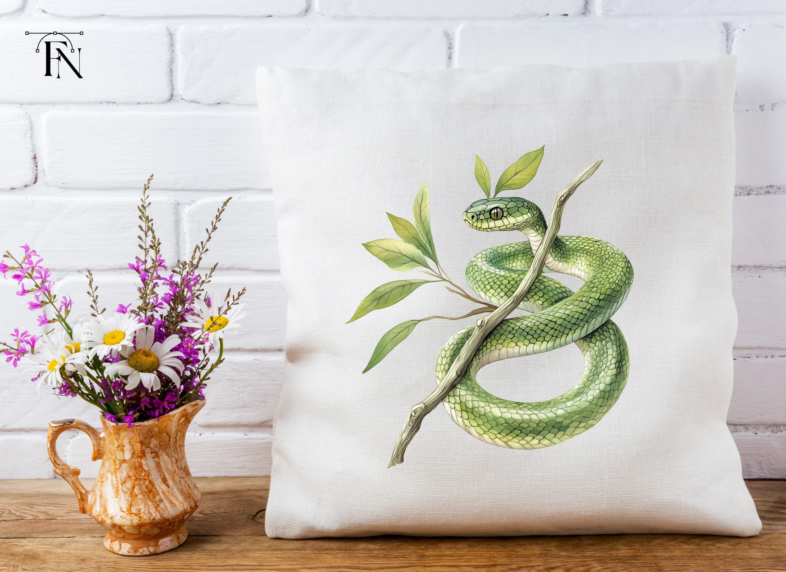 Vibrant Green Snake on Tree Branch Clipart Bundle - Image 5