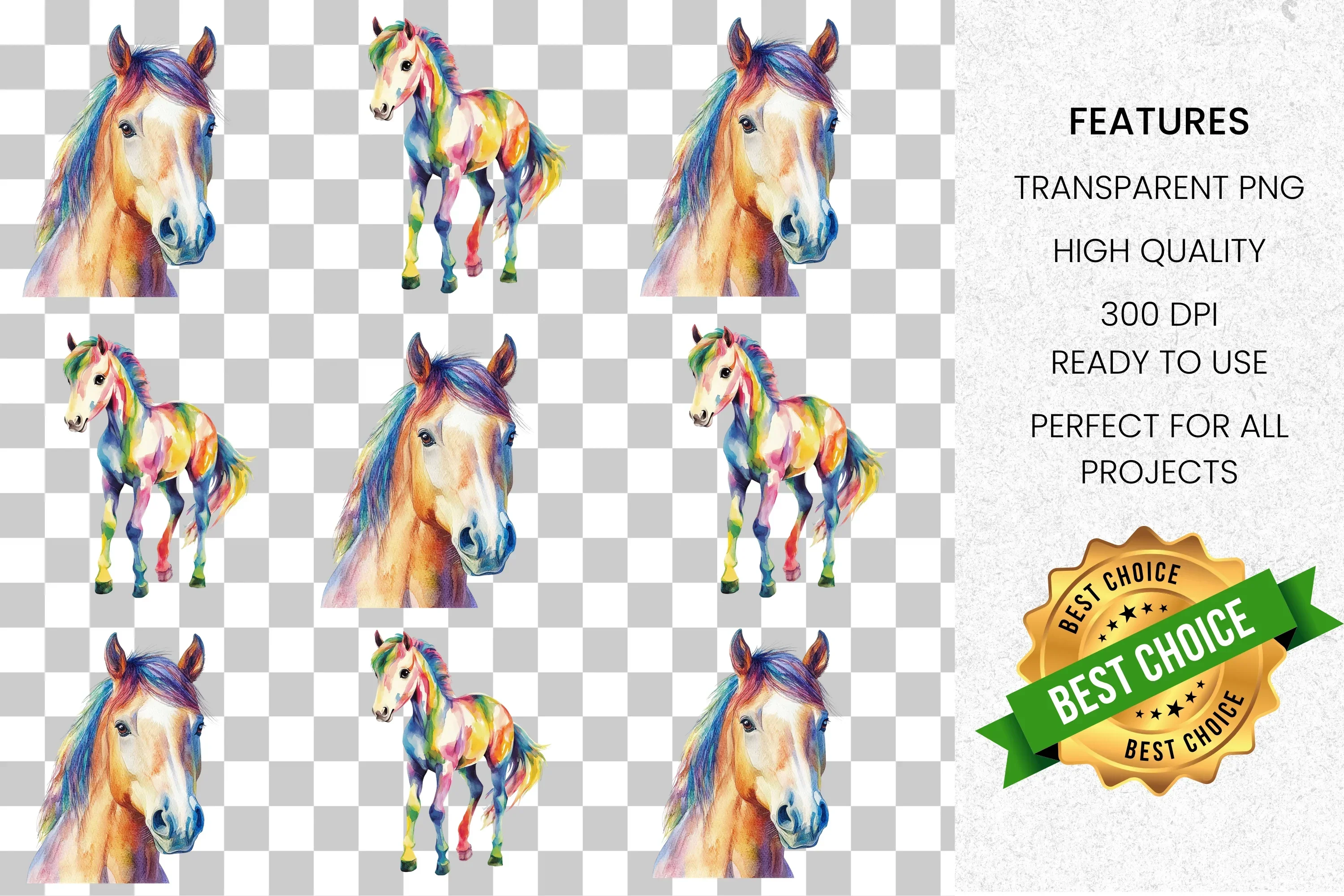 Vibrant Horse Clipart Bundle - Image 2