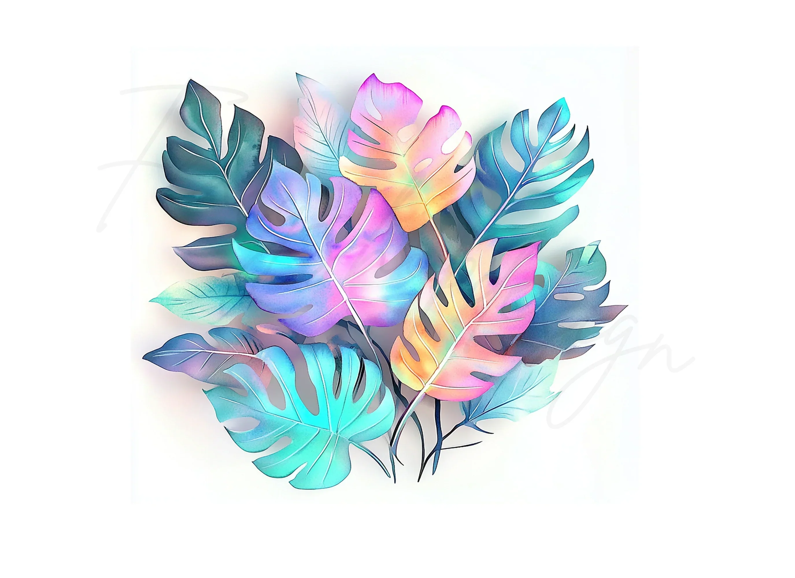 Vibrant Monstera Leaves Clipart Bundle - Image 3