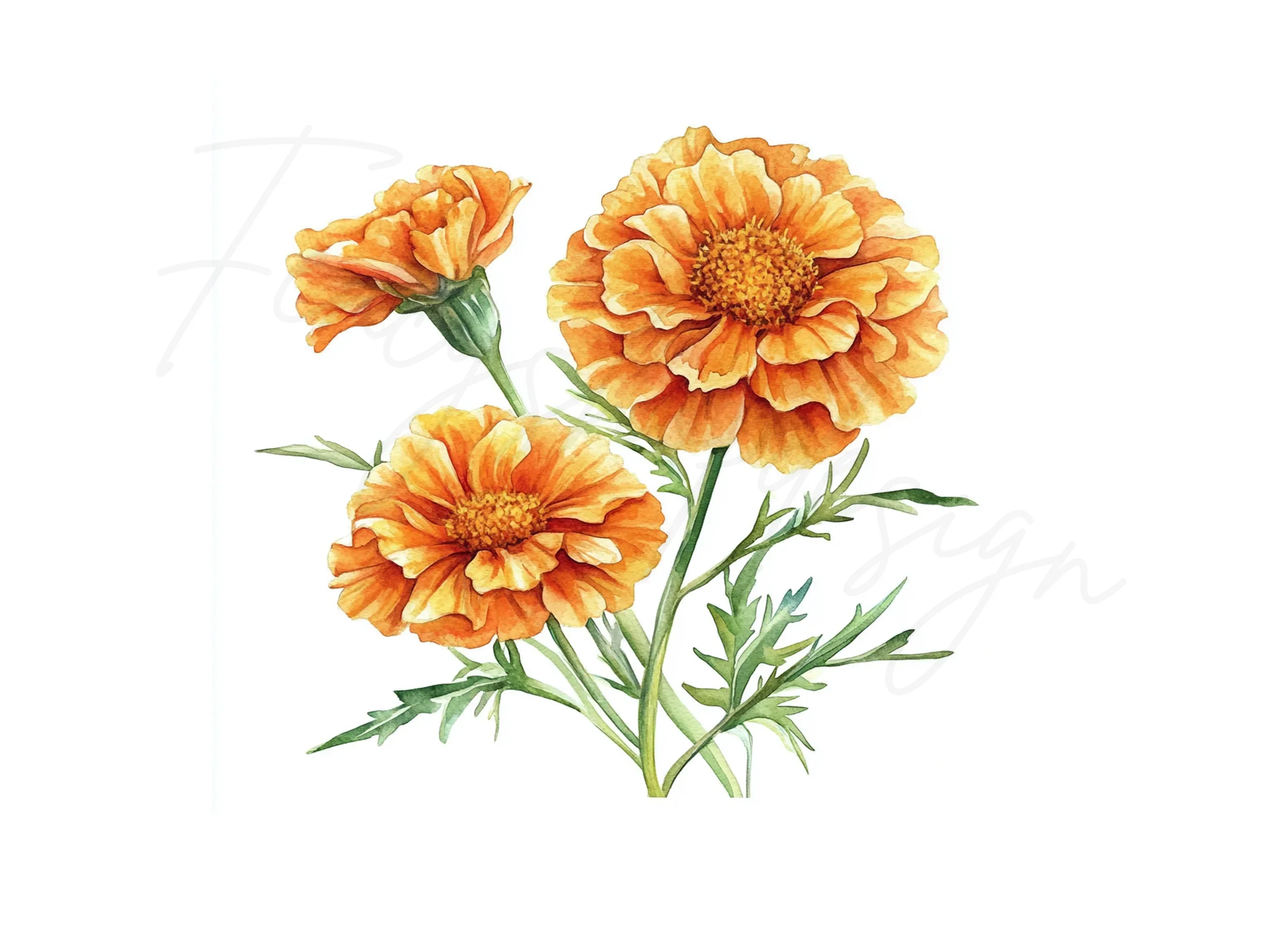 Vibrant Orange Marigold Flower Clipart Bundle - Image 2
