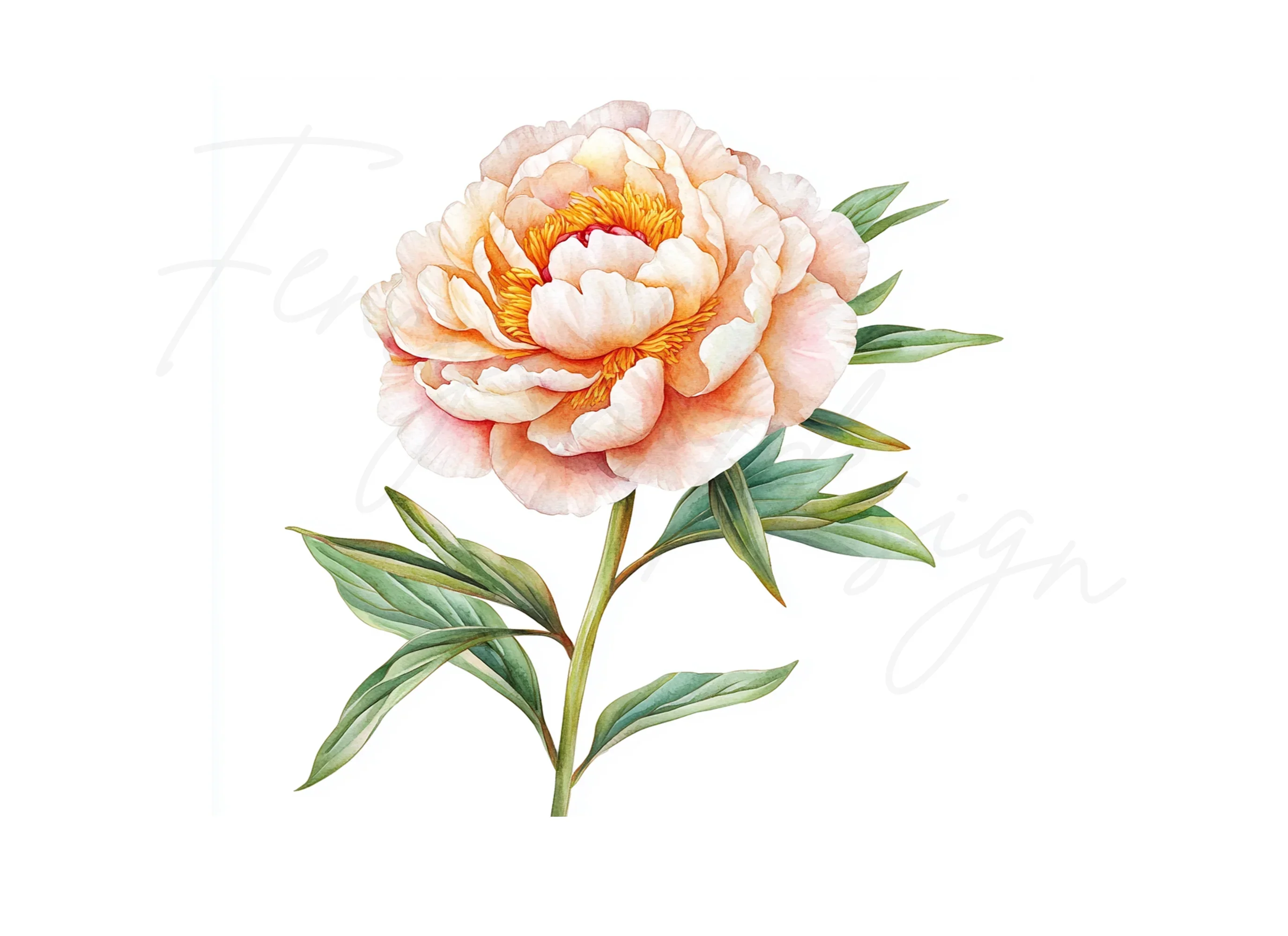 Vibrant Peach Peony Clipart Bundle - Image 3