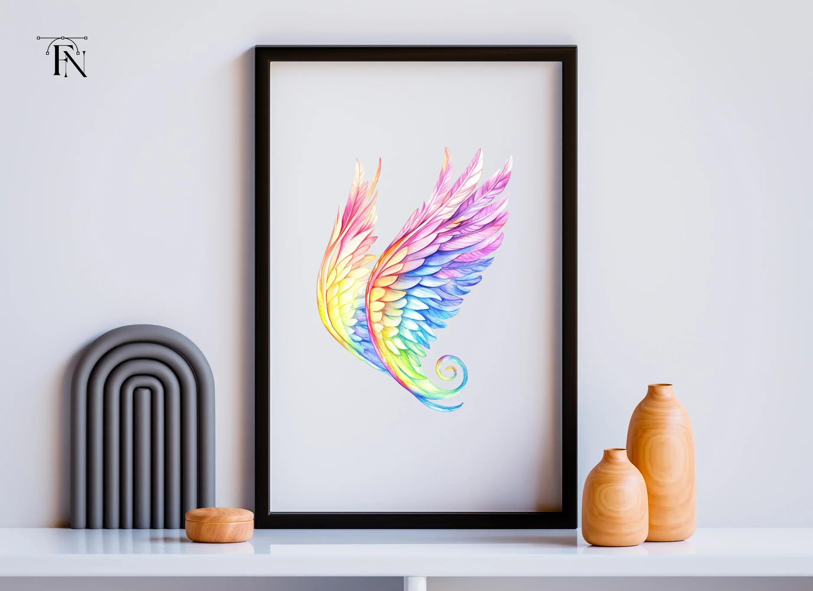 Vibrant Rainbow Angel Wings Clipart Bundle - Image 6