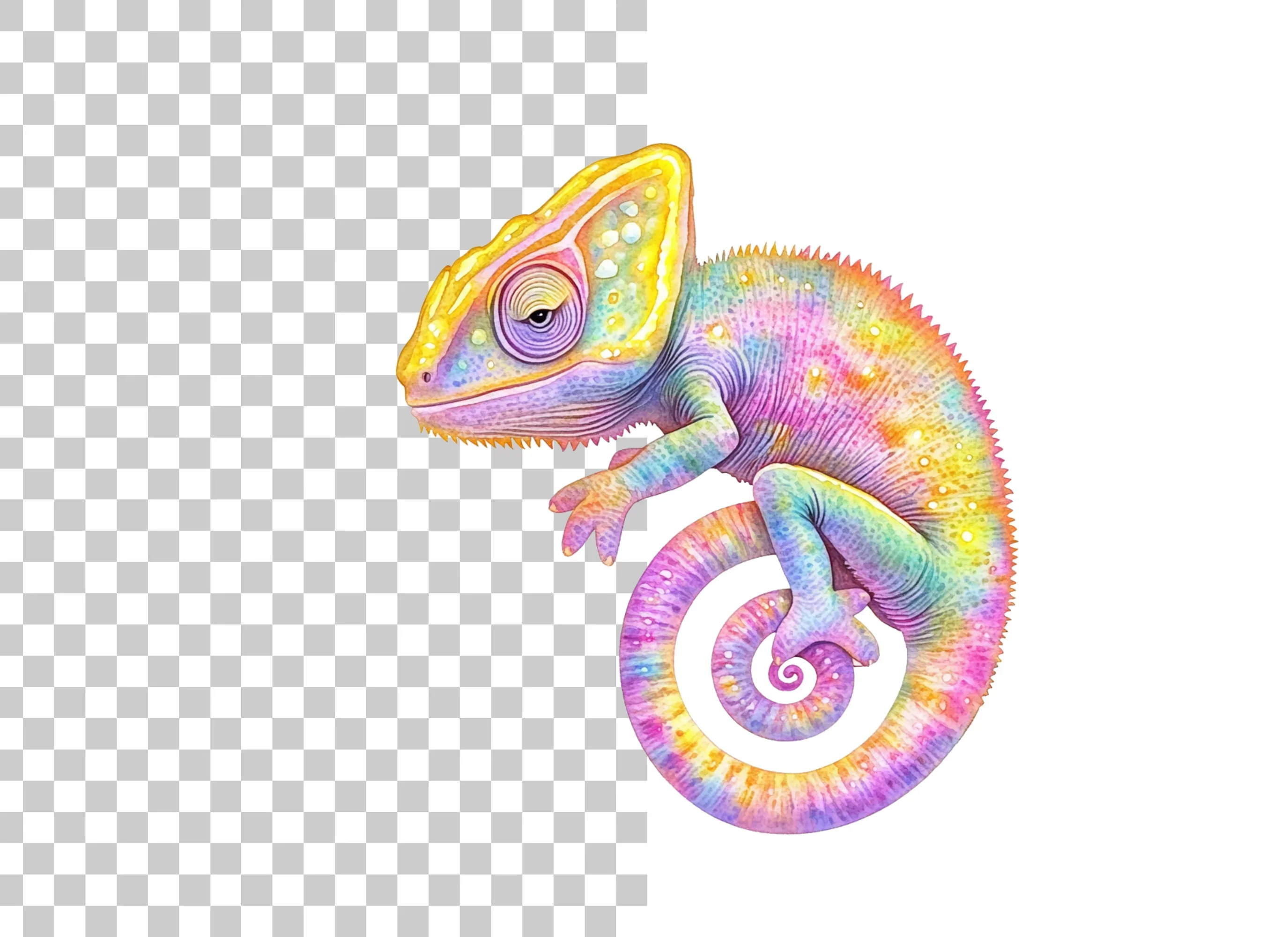 Vibrant Rainbow Chameleon Clipart Bundle - Image 3