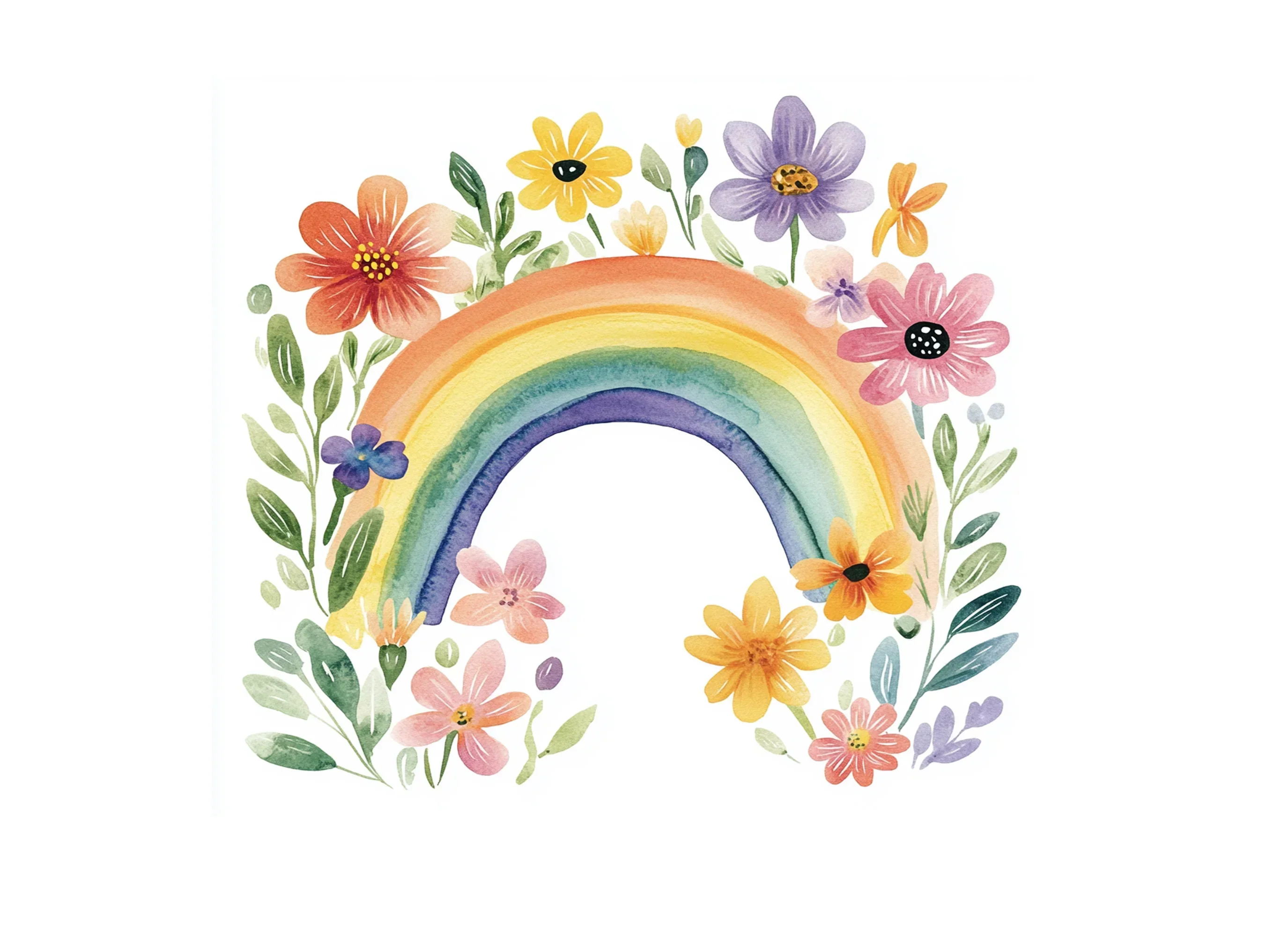 Vibrant Rainbow Floral Arch Clipart Bundle - Image 2