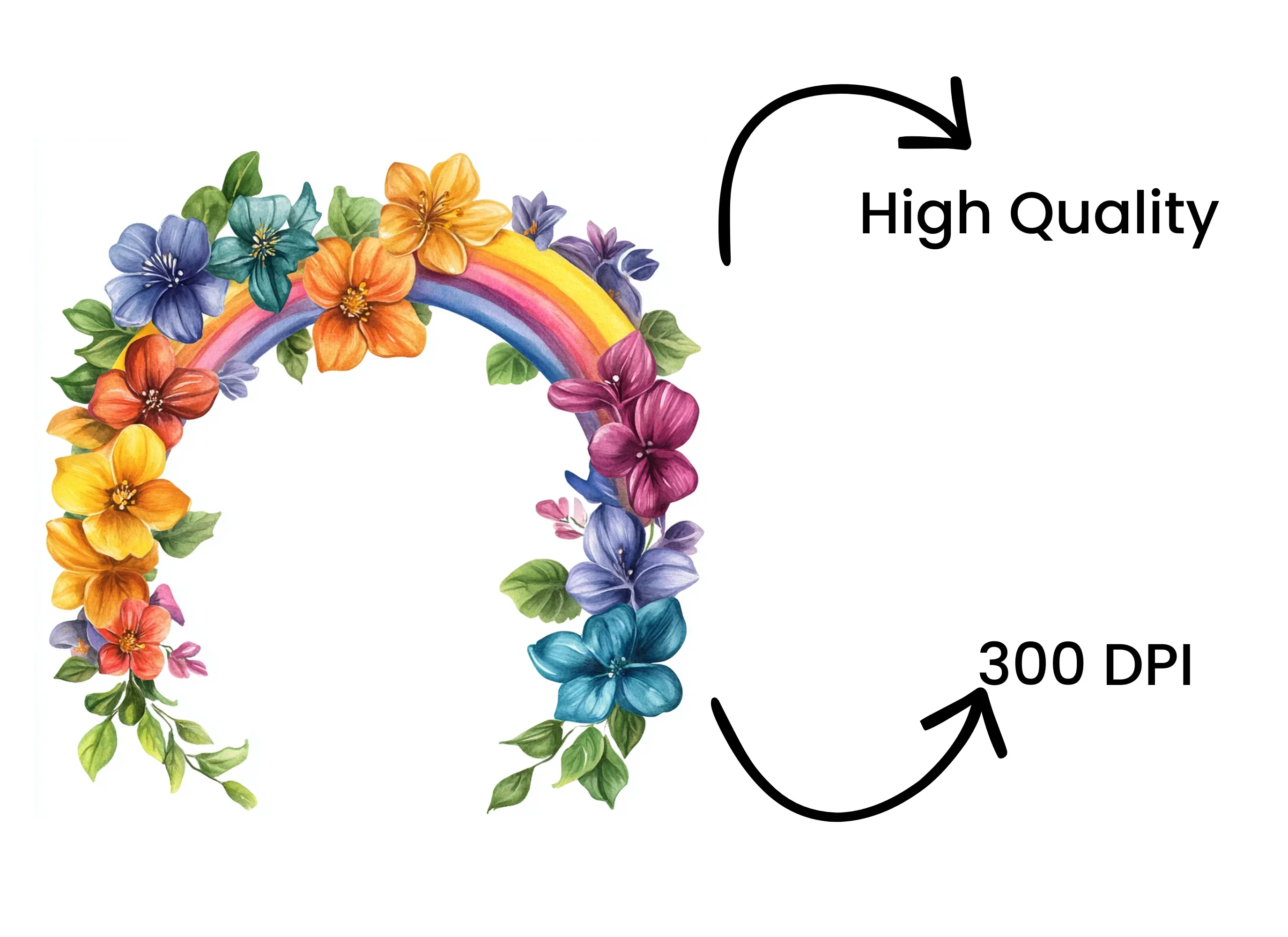 Vibrant Rainbow Flower Arch Clipart Bundle - Image 4
