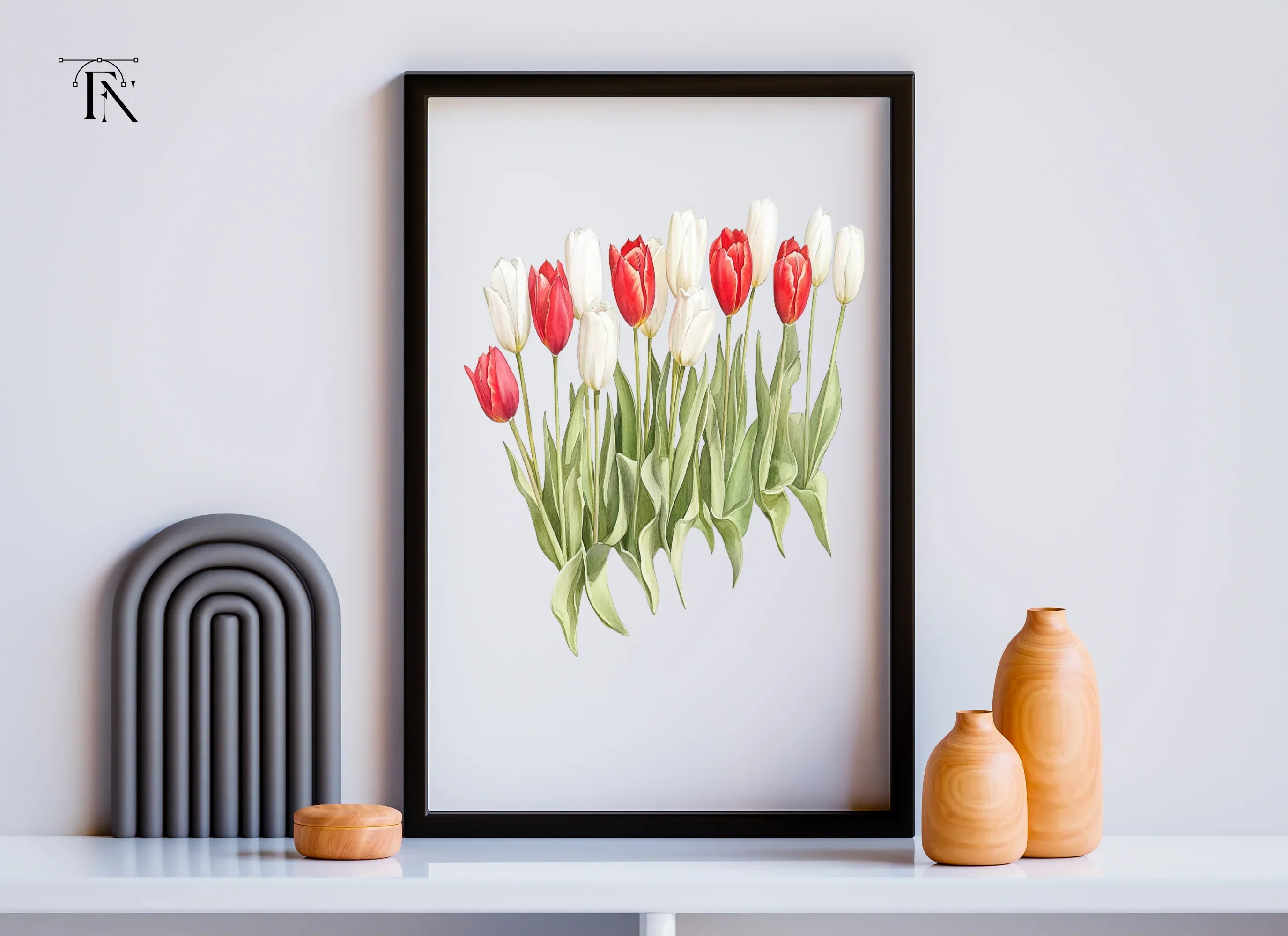 Vibrant Red and White Tulip Clipart Bundle - Image 3