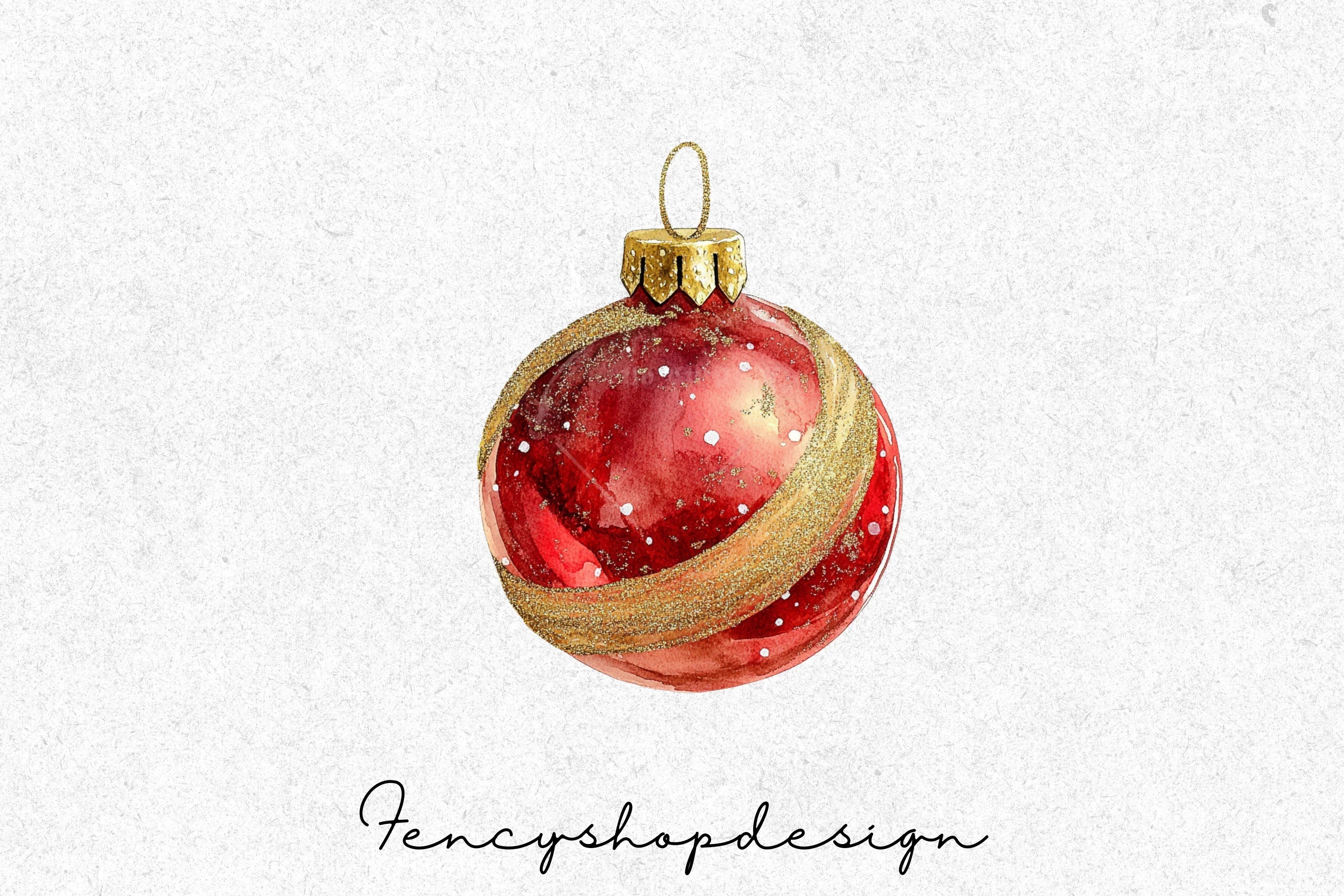 Vibrant Red Christmas Ornaments Clipart Bundle - Image 3