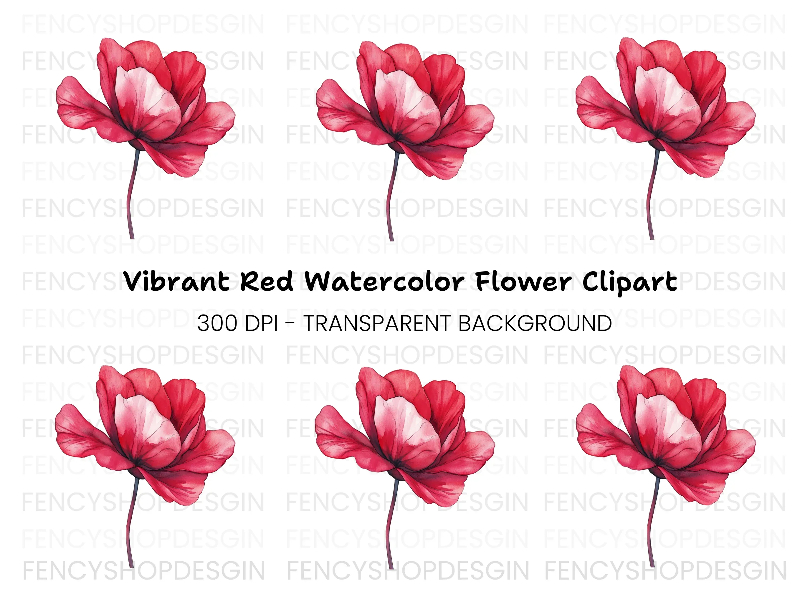 Vibrant Red Flower Clipart Bundle