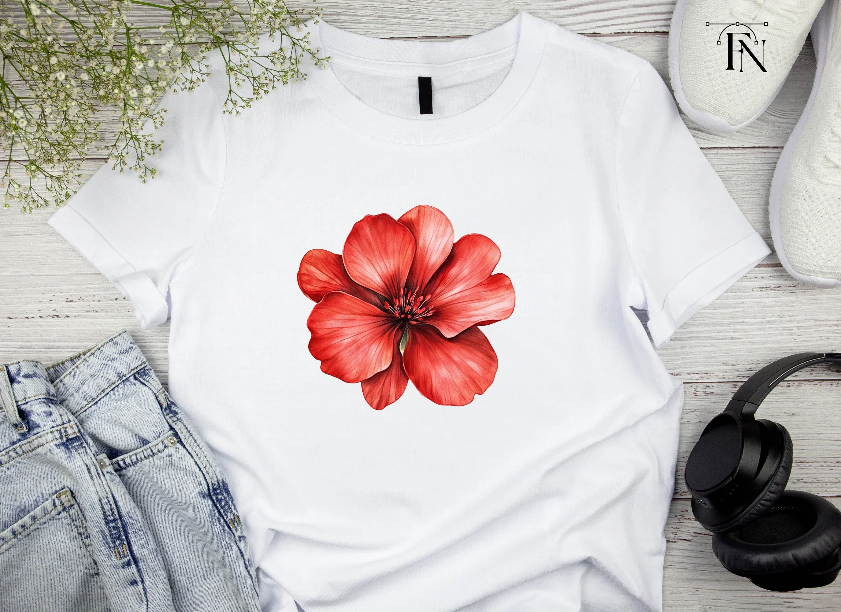 Vibrant Red Geranium Flower Clipart Bundle - Image 4