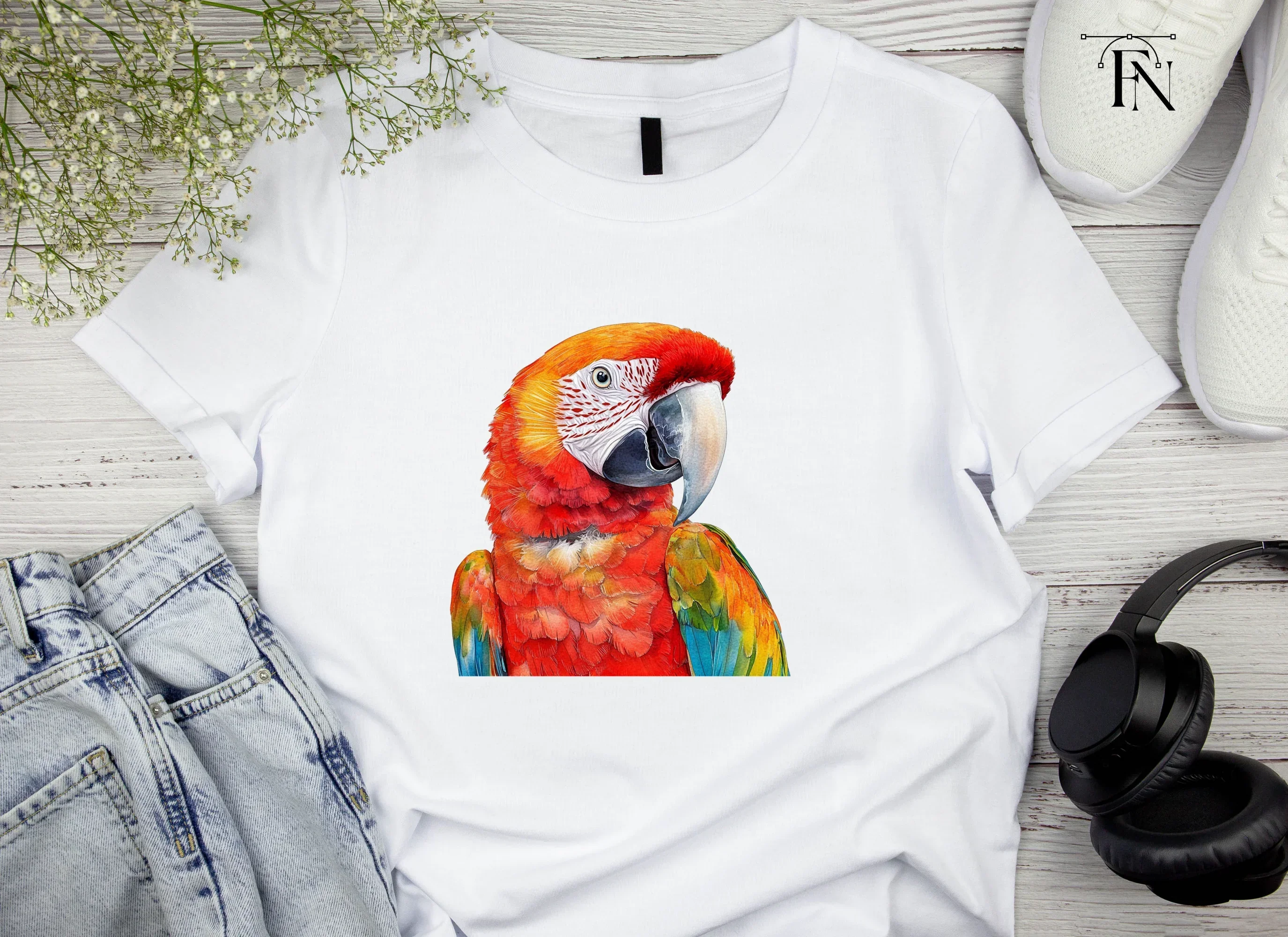 Vibrant Scarlet Macaw Parrot Clipart Bundle - Image 4